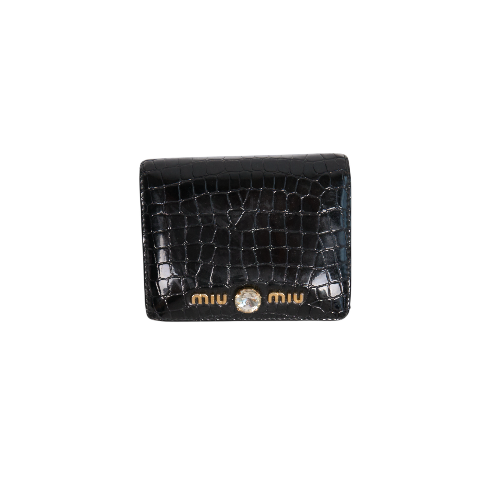 miu miu black crocodile wallet