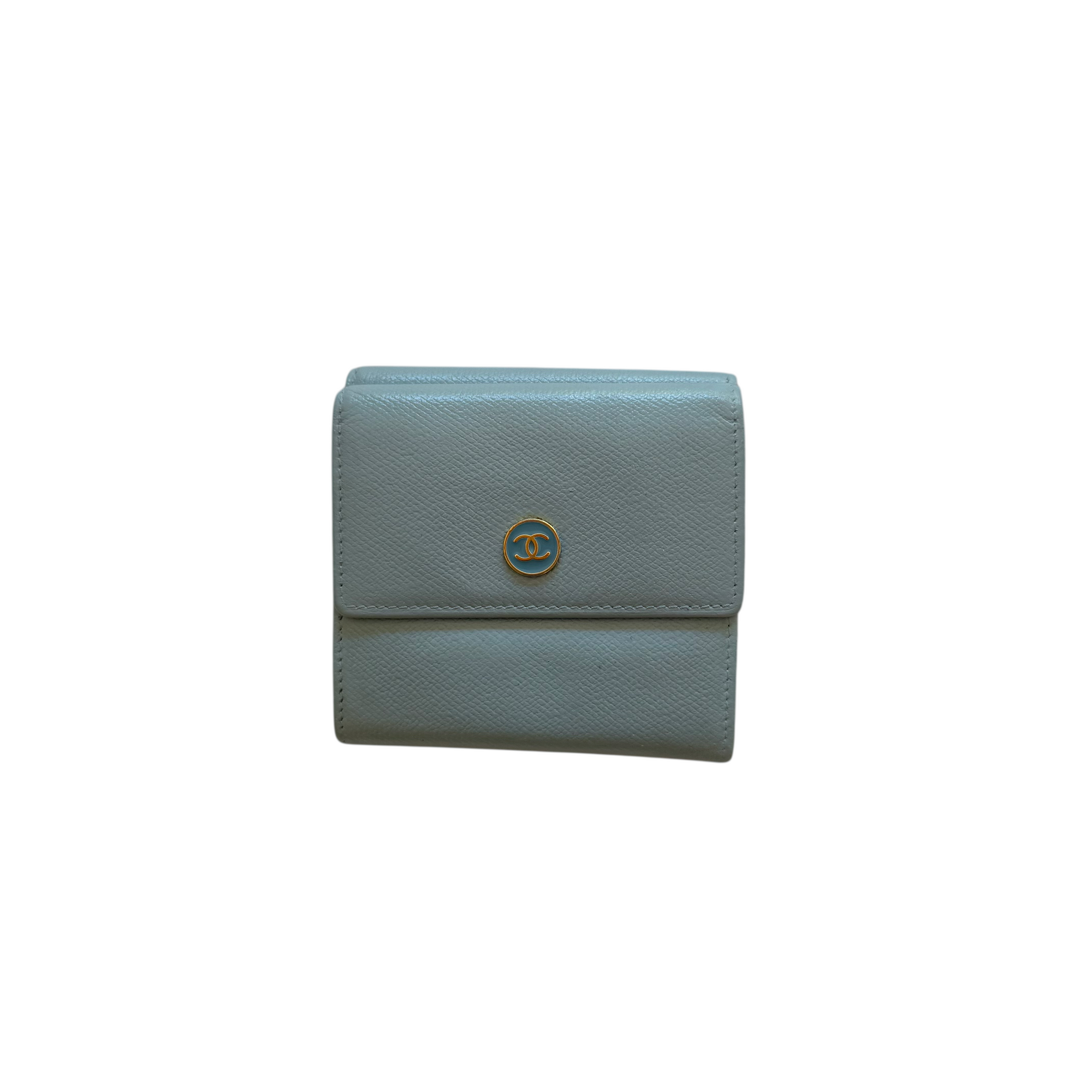 chanel 2000s blue wallet