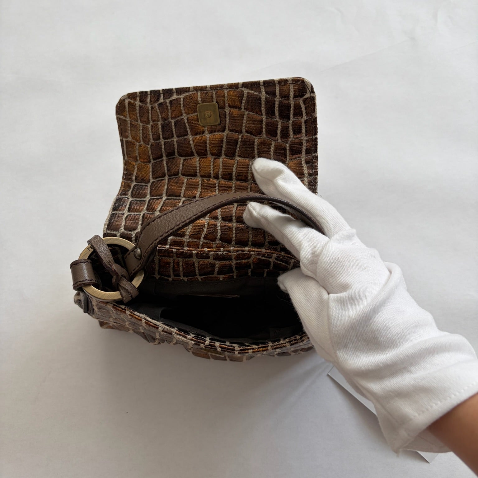 fendi 2000s mini crocodile chef bag