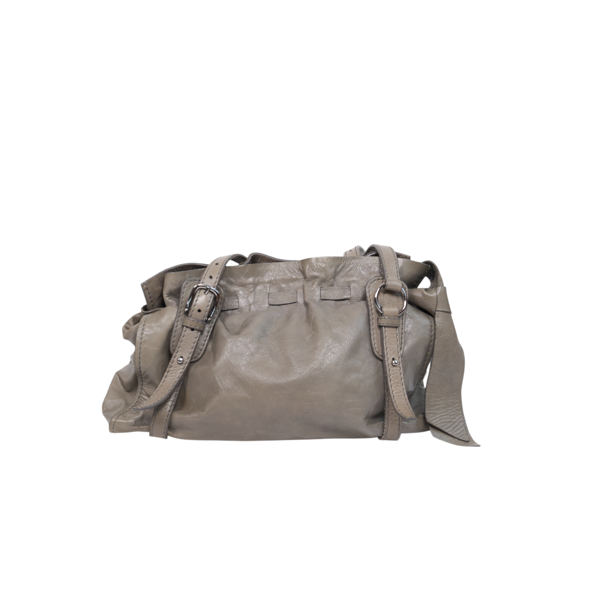miu miu 2000s gray ruched shoulder bag