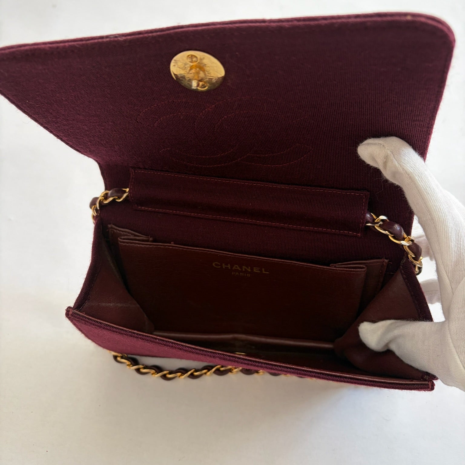 chanel burgundy wallet on chain bag