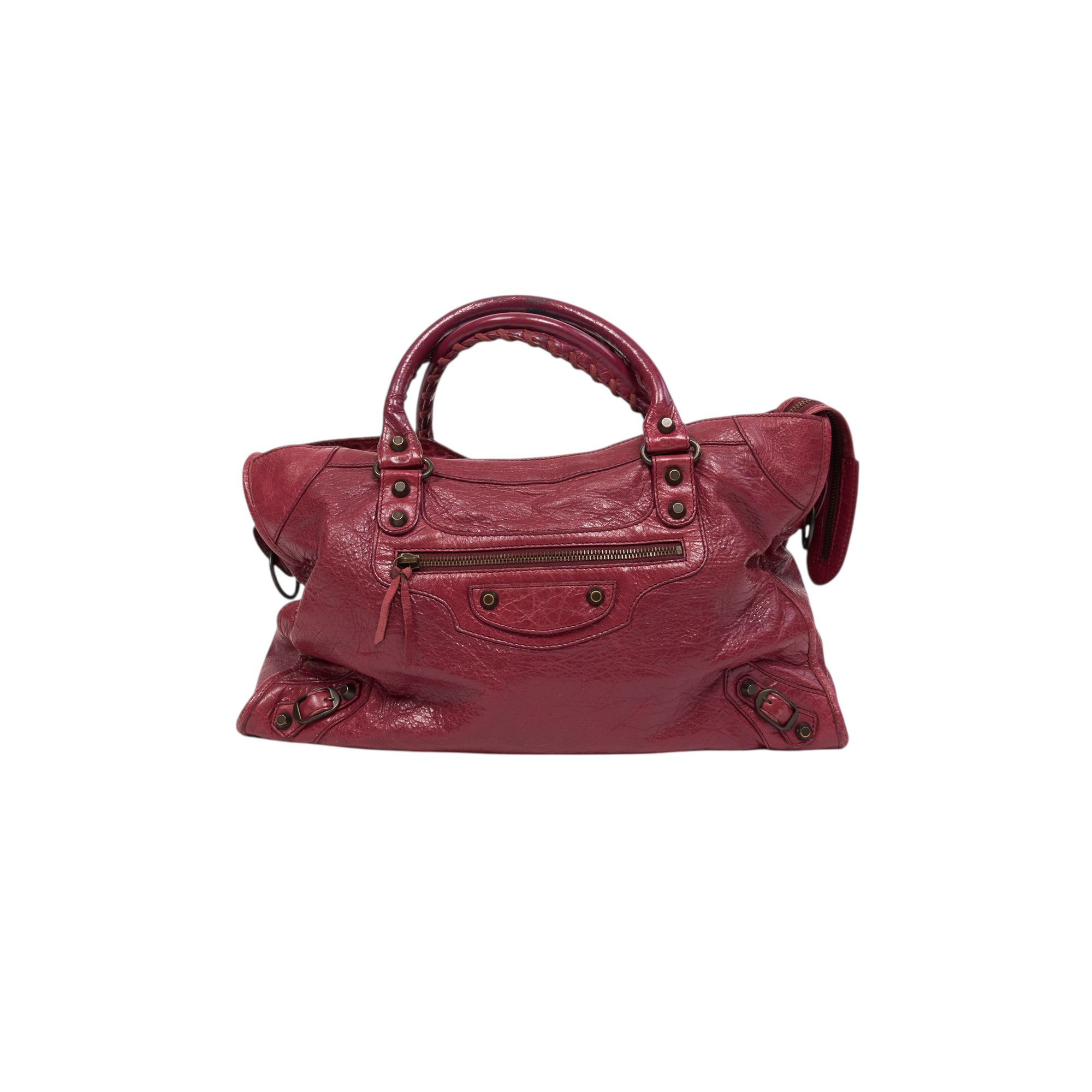 balenciaga 2000s burgundy red city bag