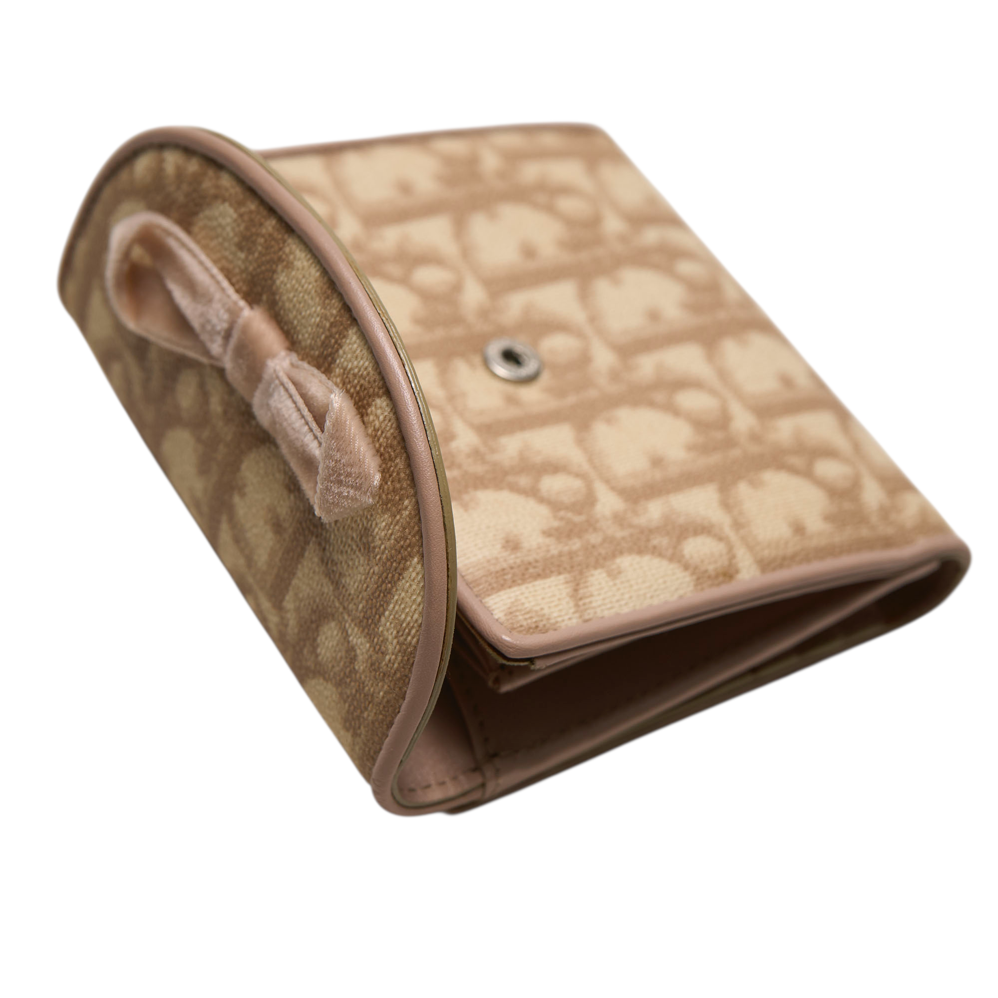 christian dior 2000s tan bow wallet