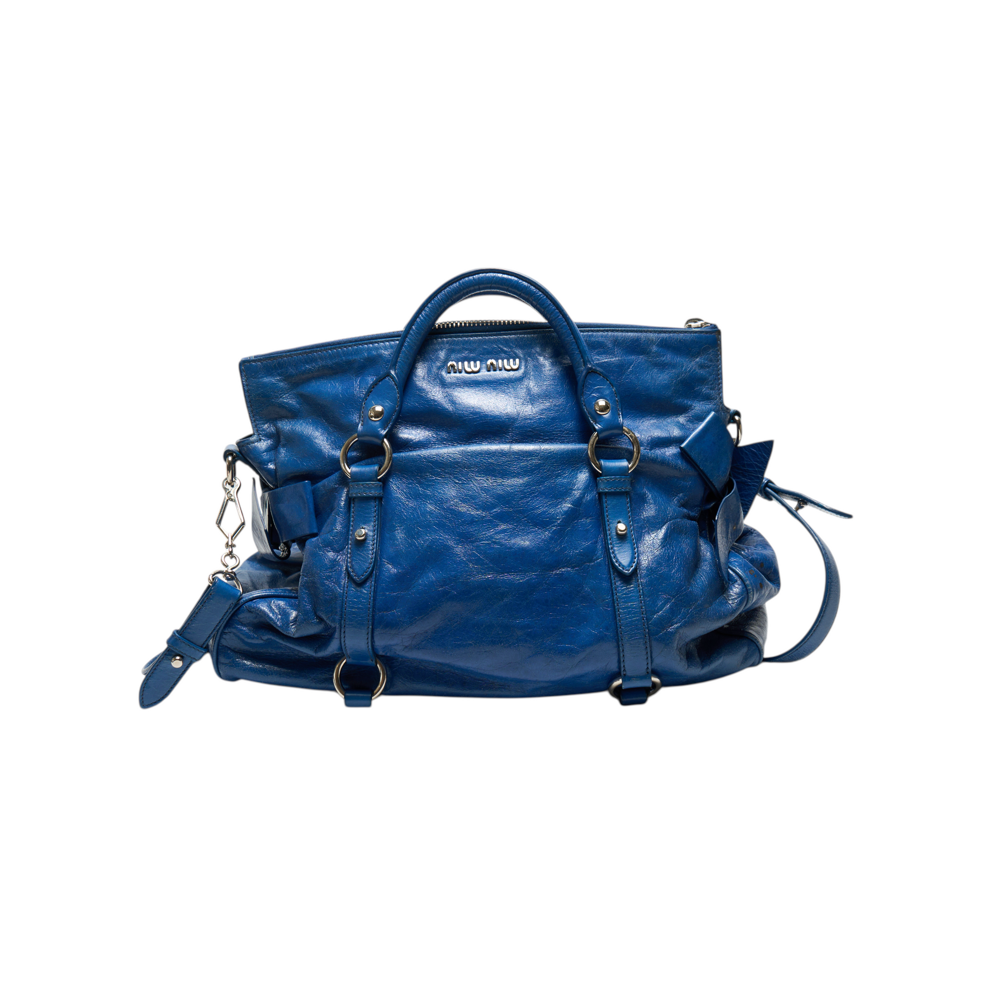 miu miu 2000s blue vitello bag
