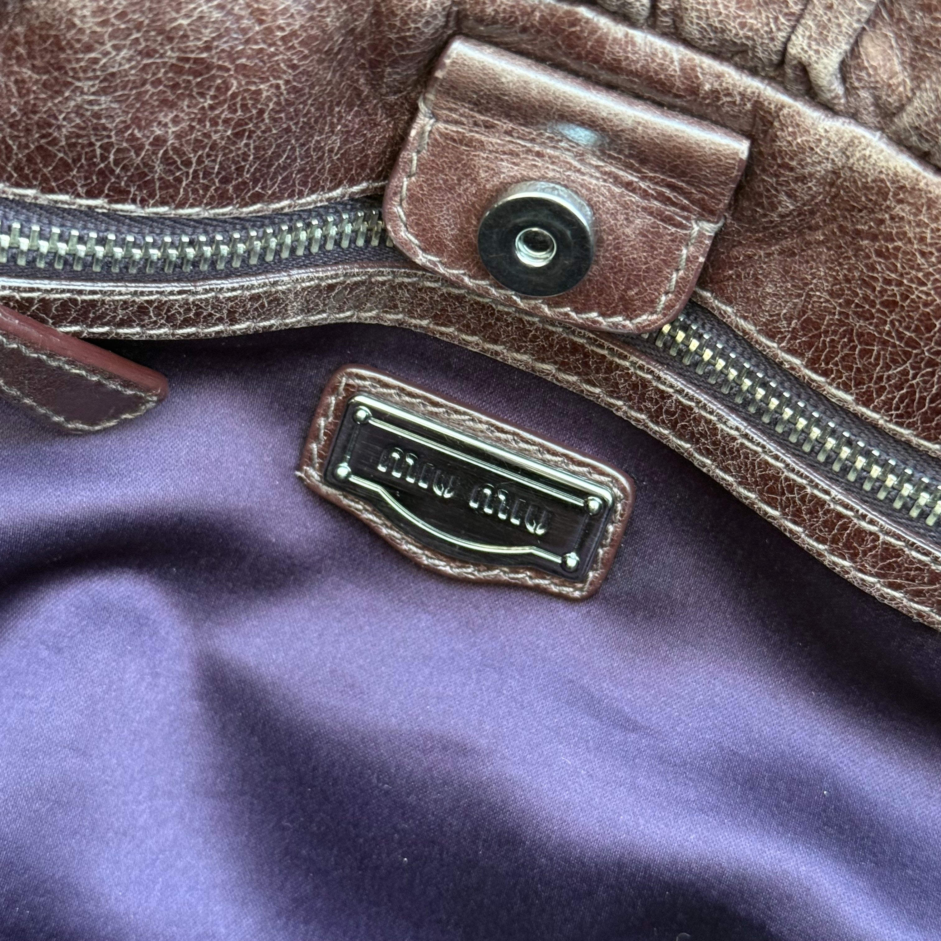 バッグ archive 00s miumiu handbag leather brown Miu Miu 00s Archive Leather Shoulder Bag Brown Small Satchel