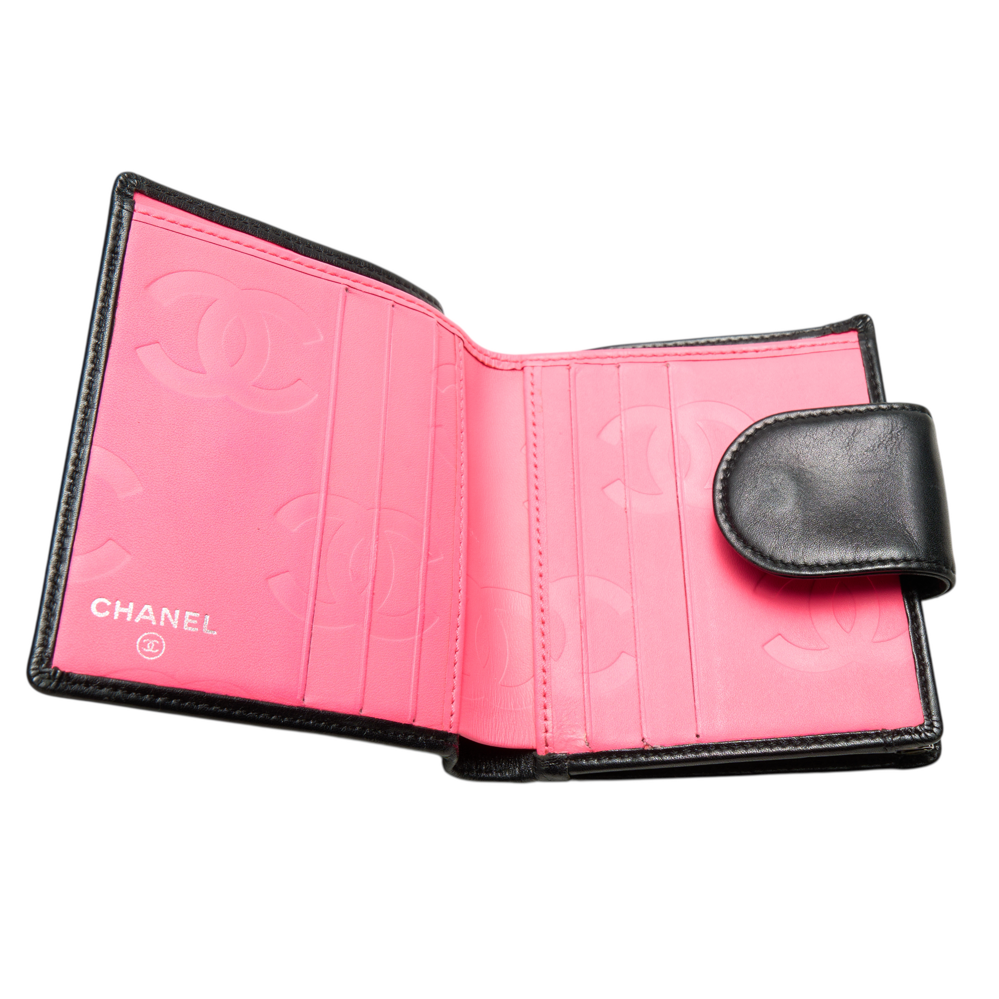 chanel 2000s black cambon wallet