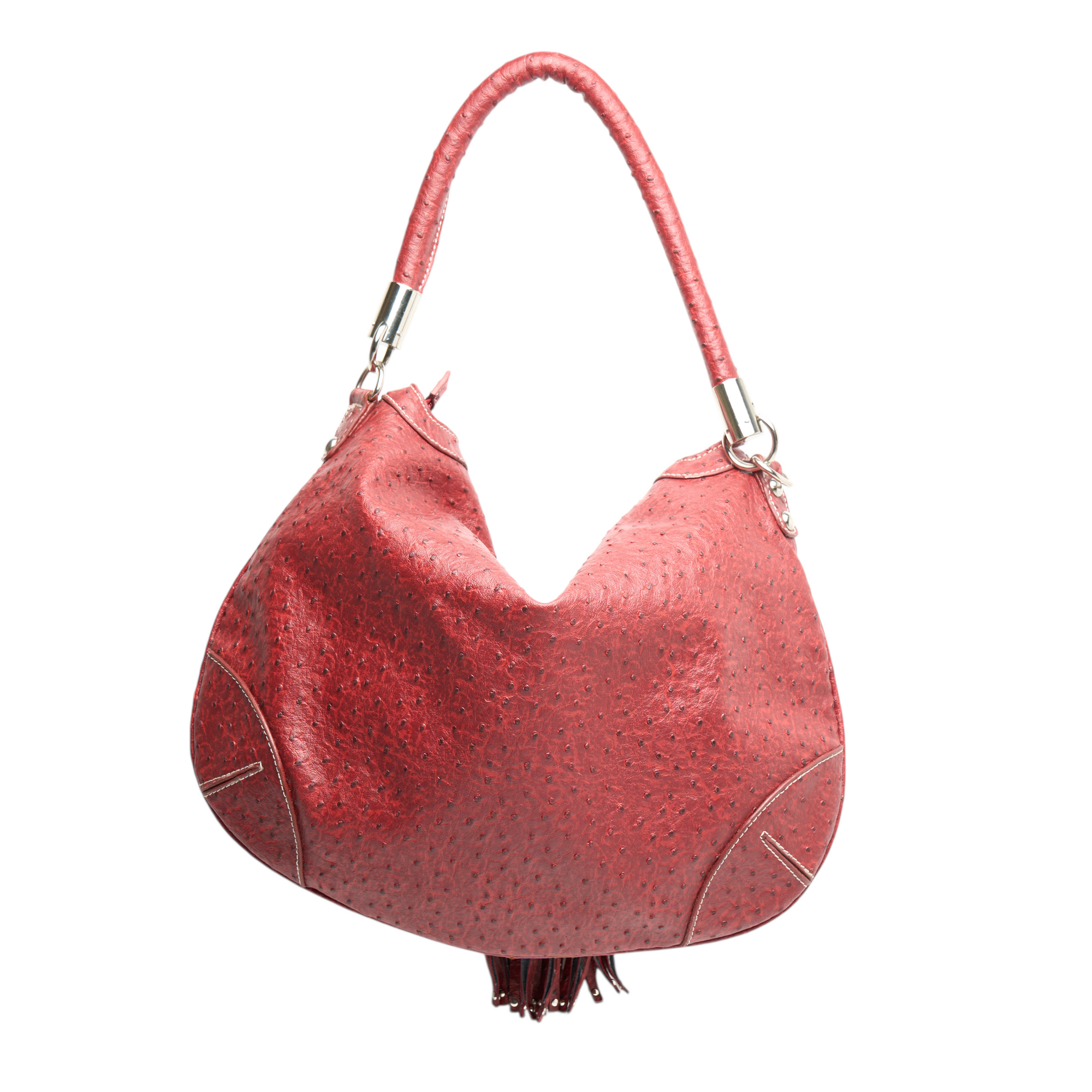 gucci 2000s red ostrich indy bag