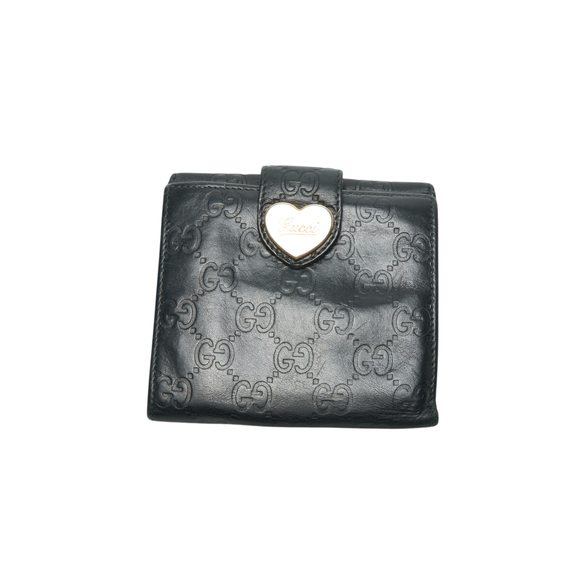 gucci 2000s black heart wallet