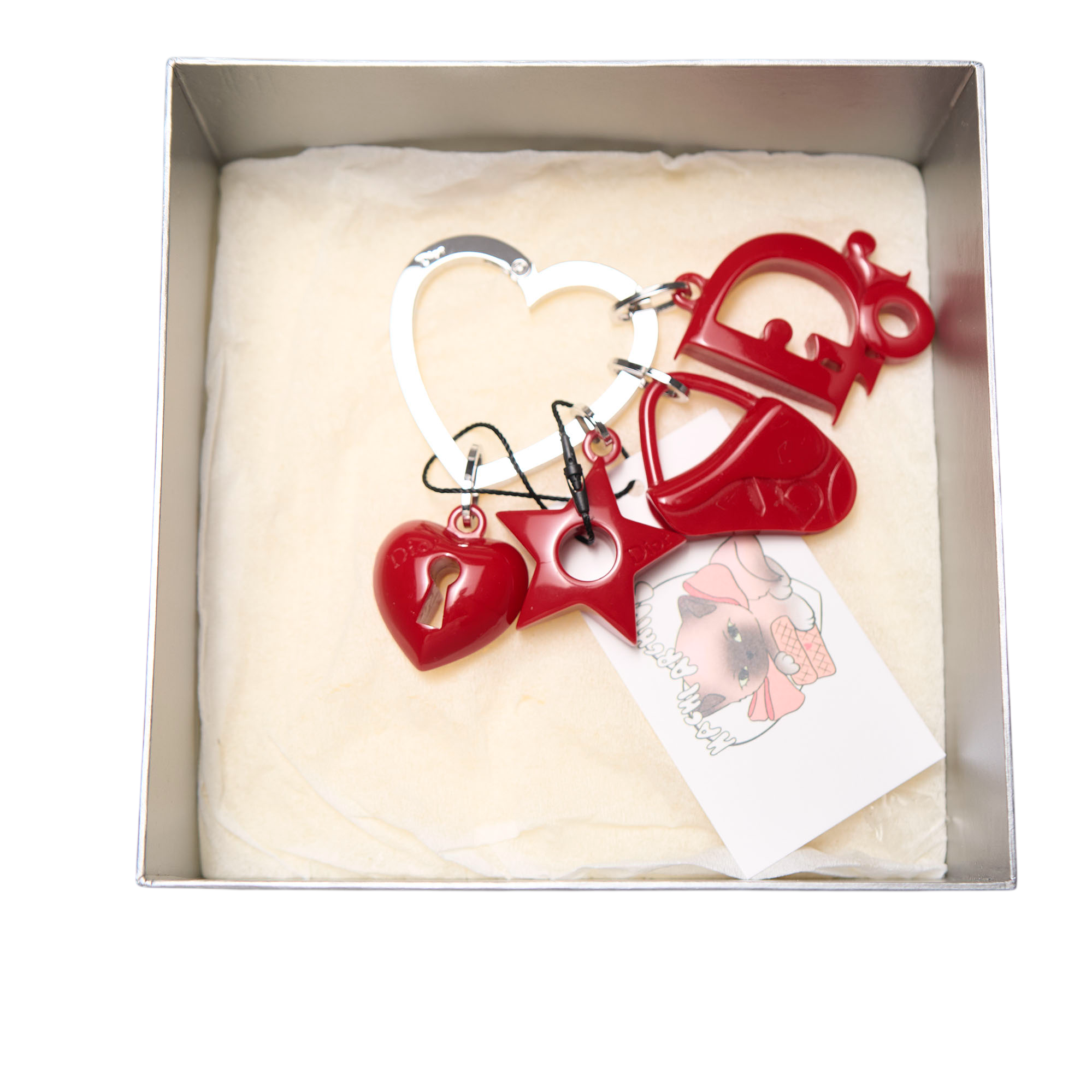 christian dior 2000s red heart keychain