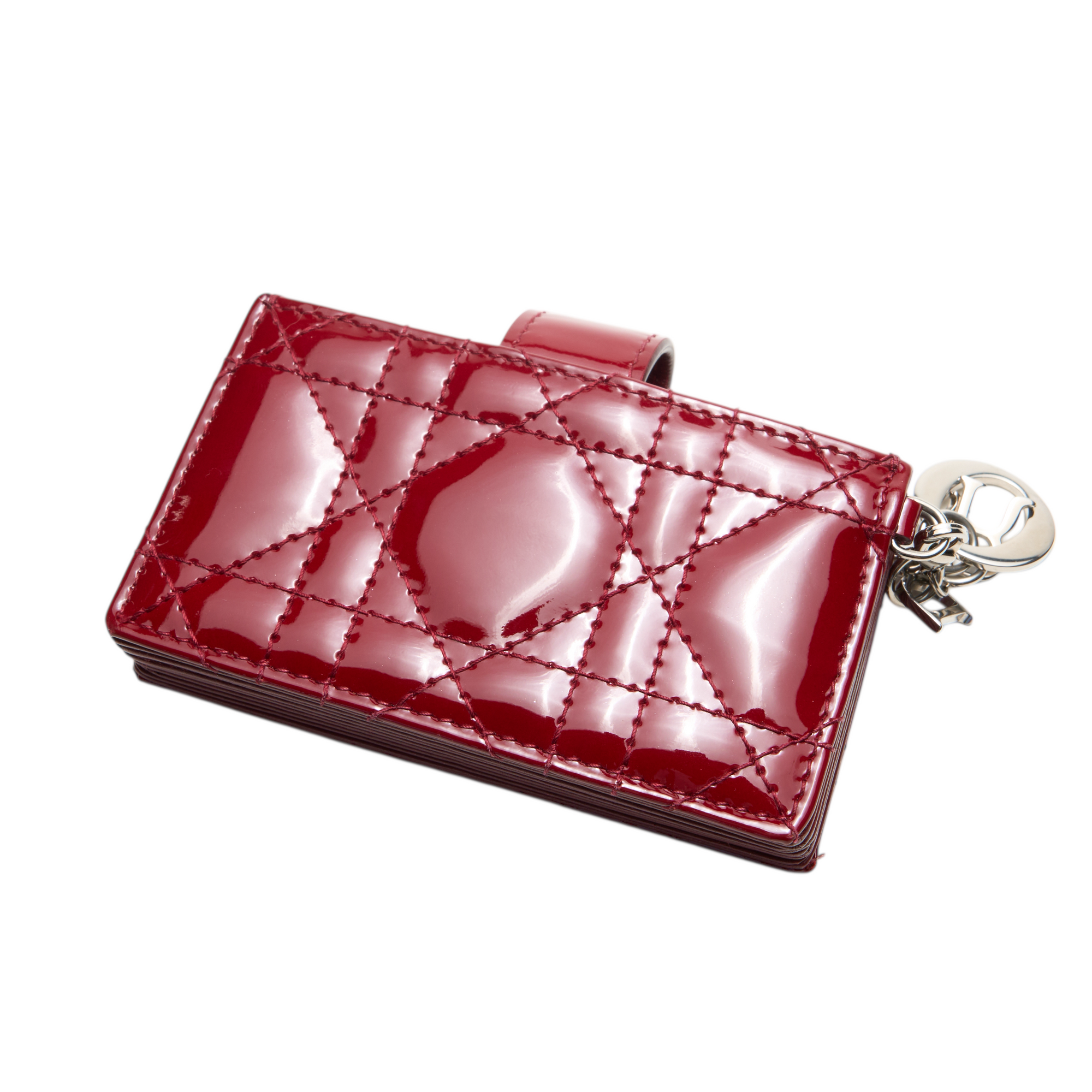 christian dior red cannage wallet