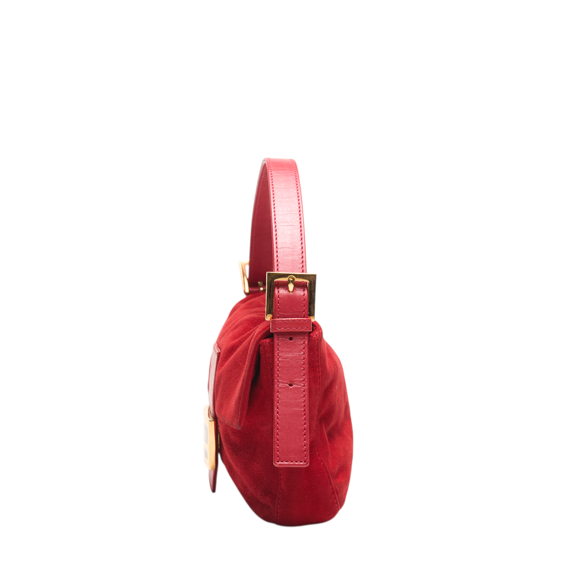 fendi 2000s red suede baguette bag