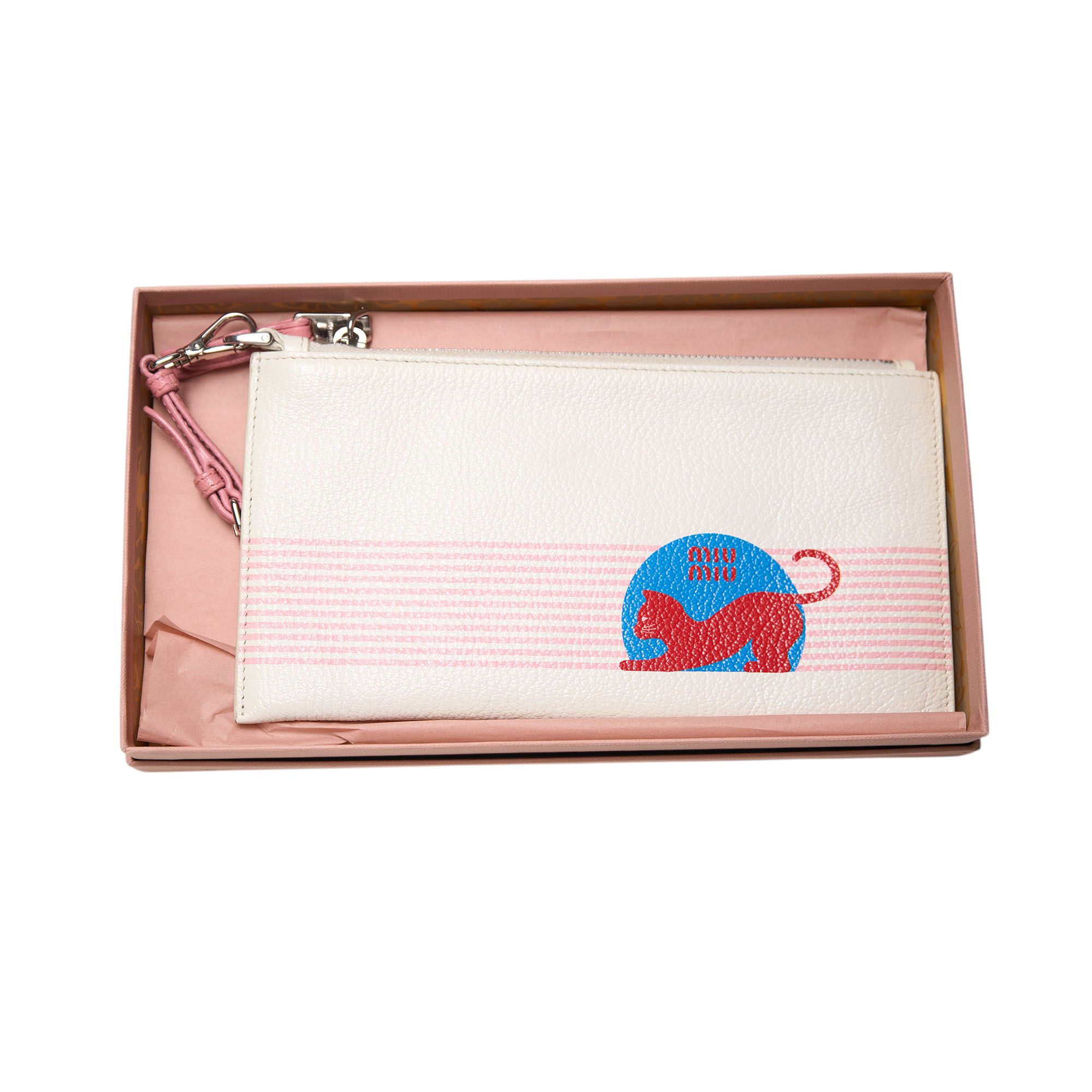 miu miu white cat wallet