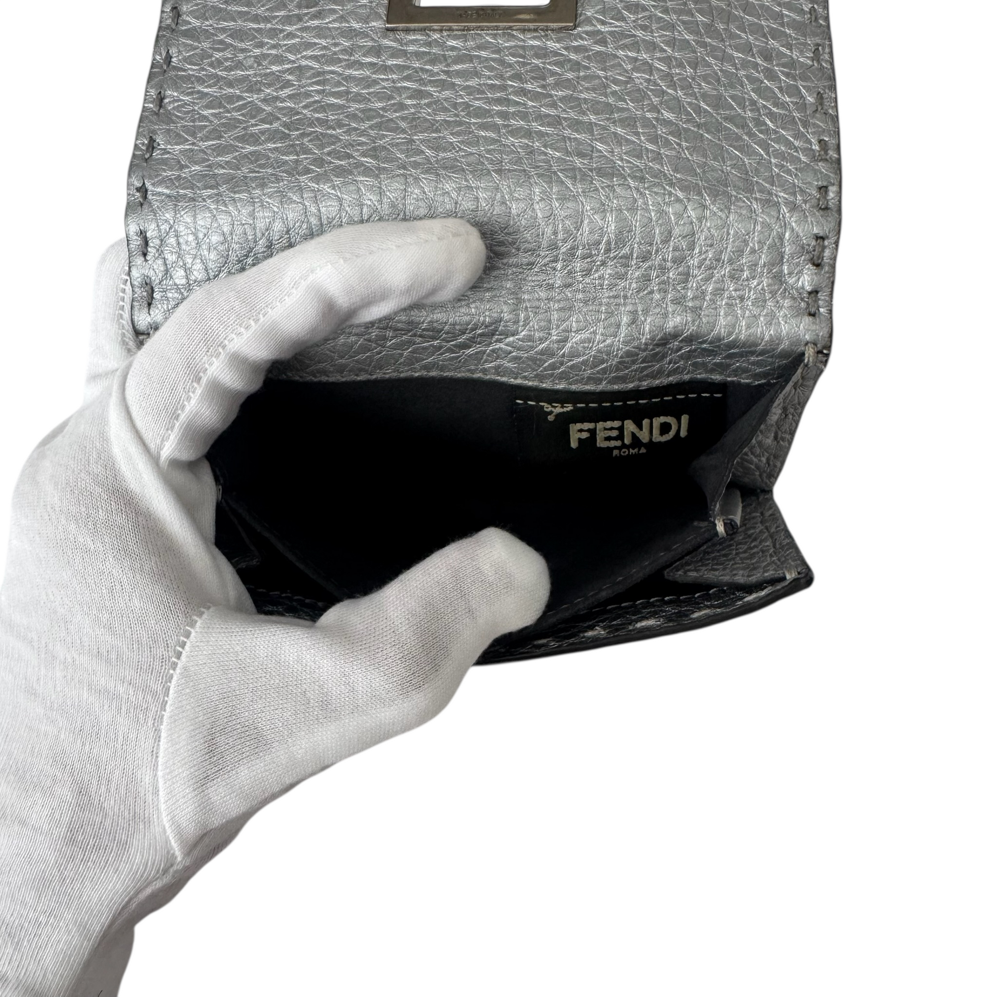 fendi 2000s silver wallet