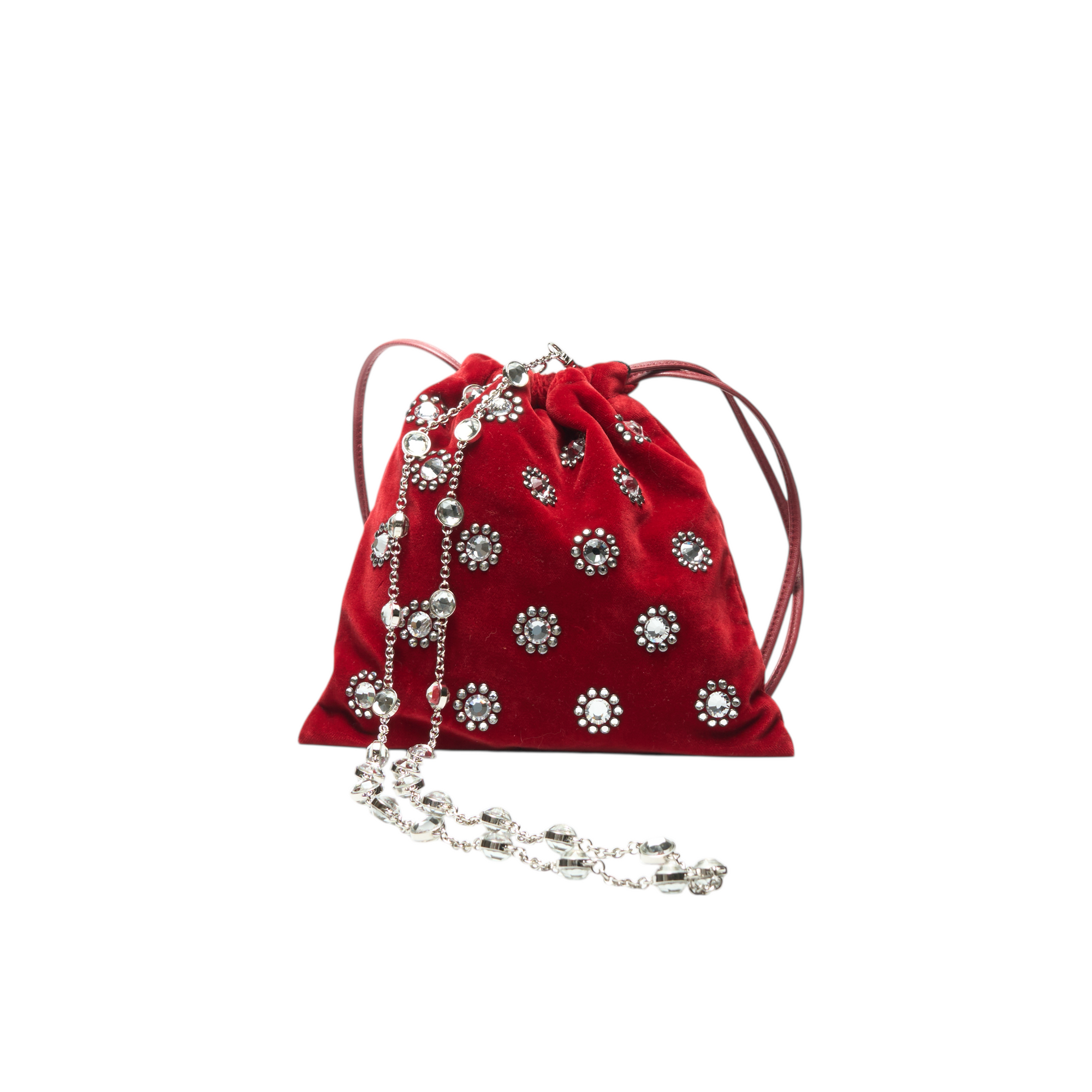 miu miu 2000s red drawstring bag