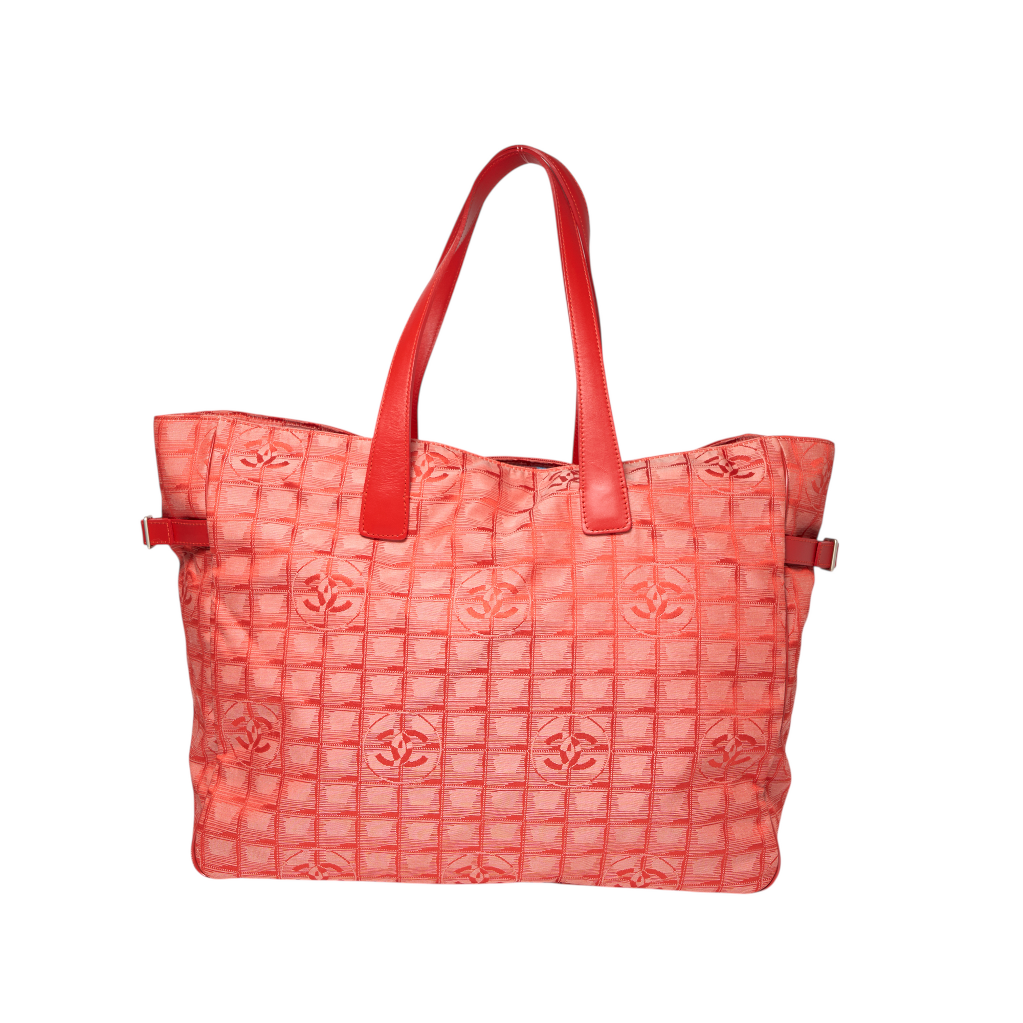 chanel 2000s red travel ligne tote bag