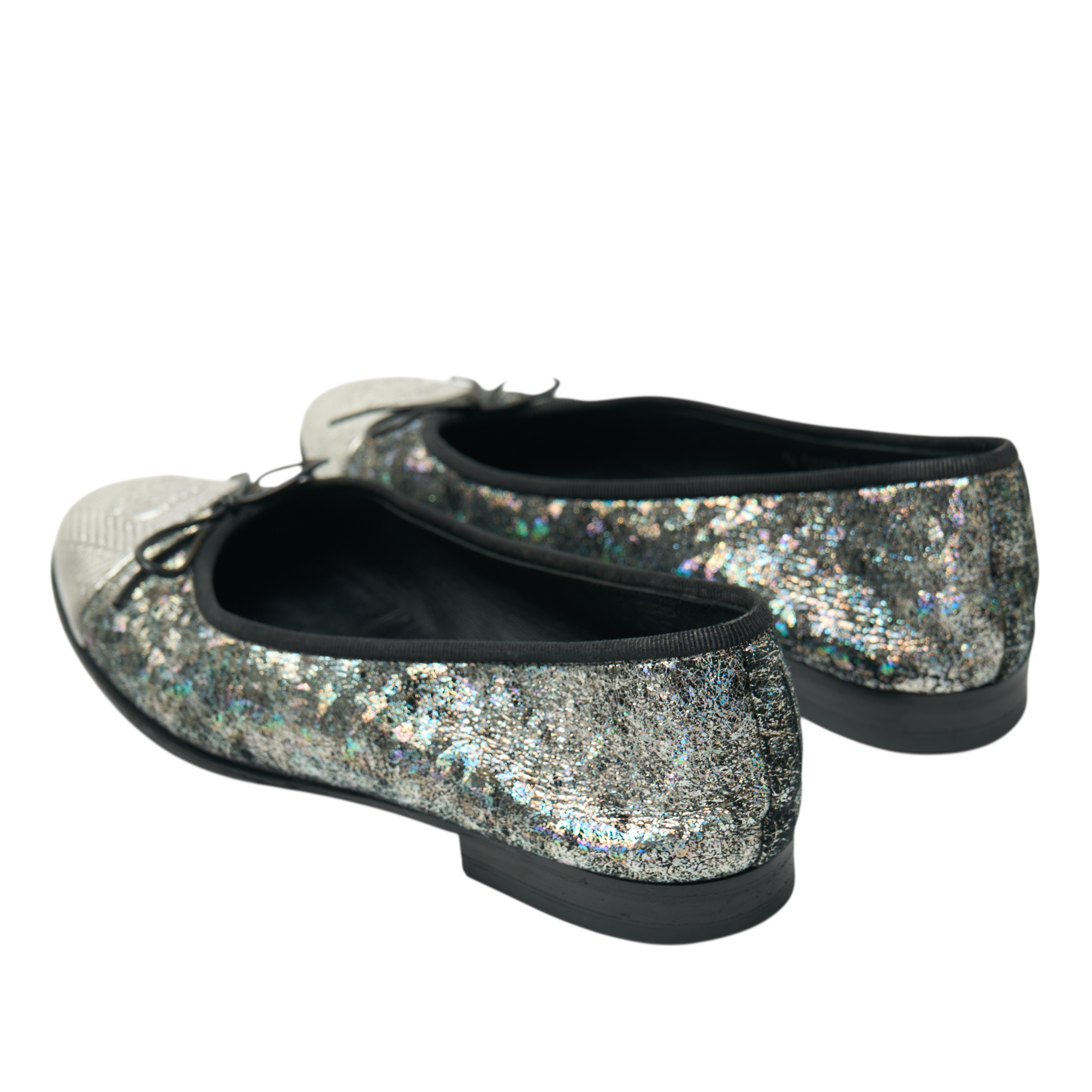 chanel metallic ballerina flats