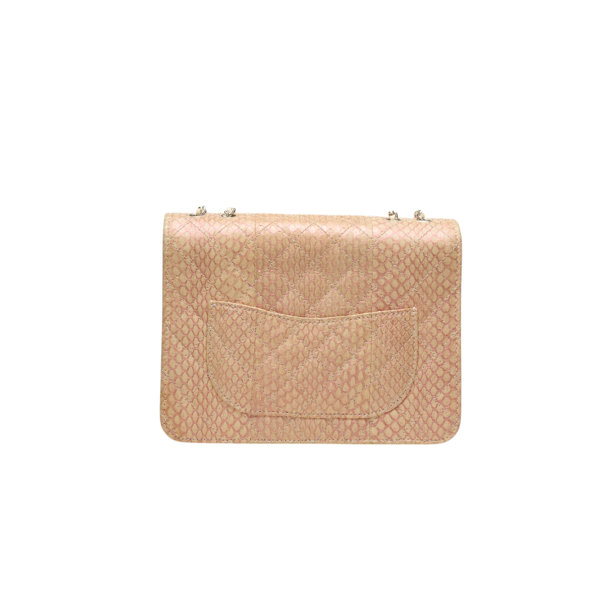 chanel 2010s pink python flap bag
