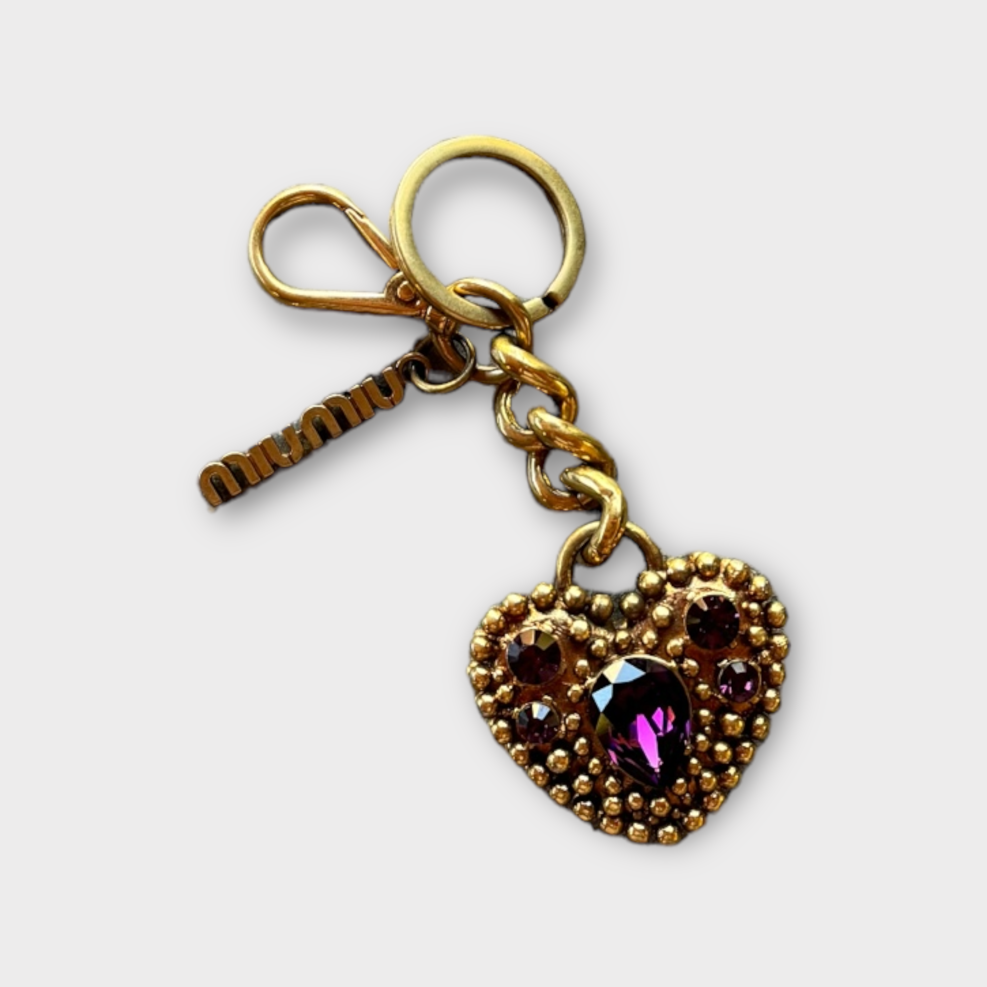 miu miu 2000s gold heart keychain