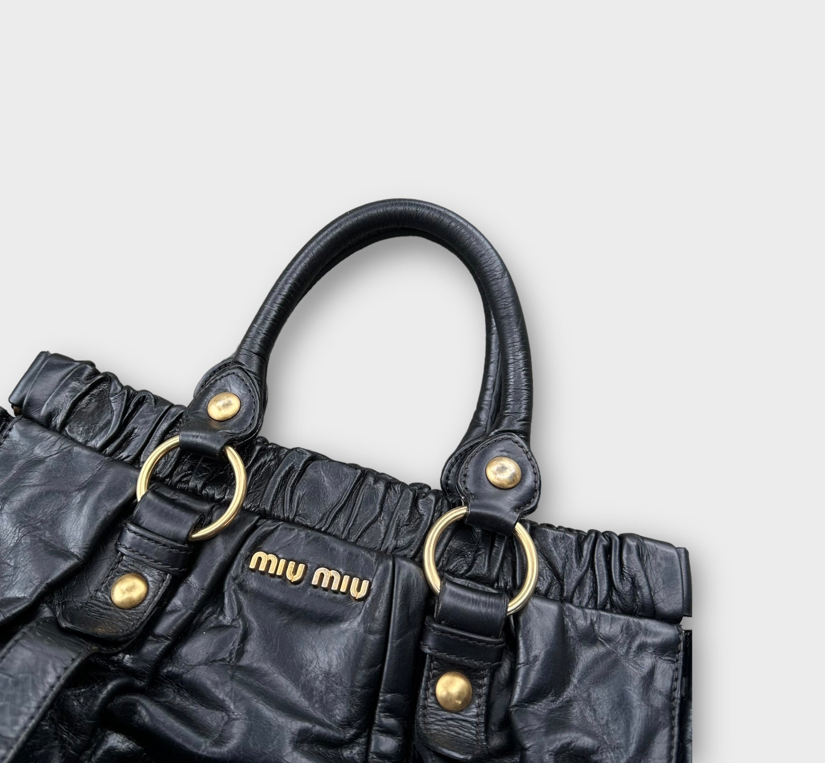 miu miu black vitello shoulder bag