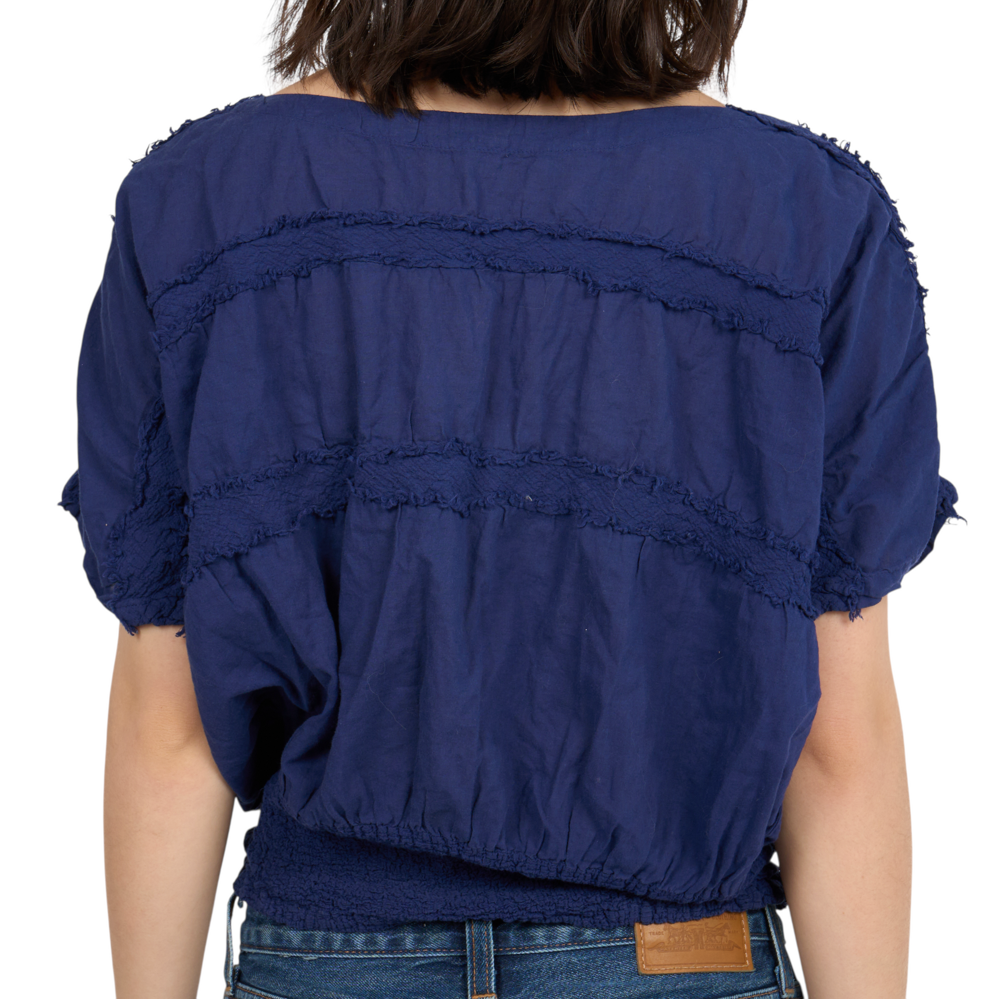 issey miyake vintage blue ruffle top