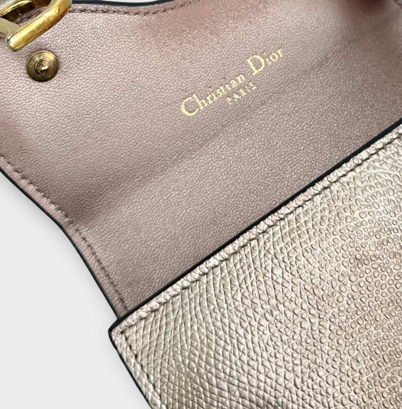 christian dior gold saddle wallet