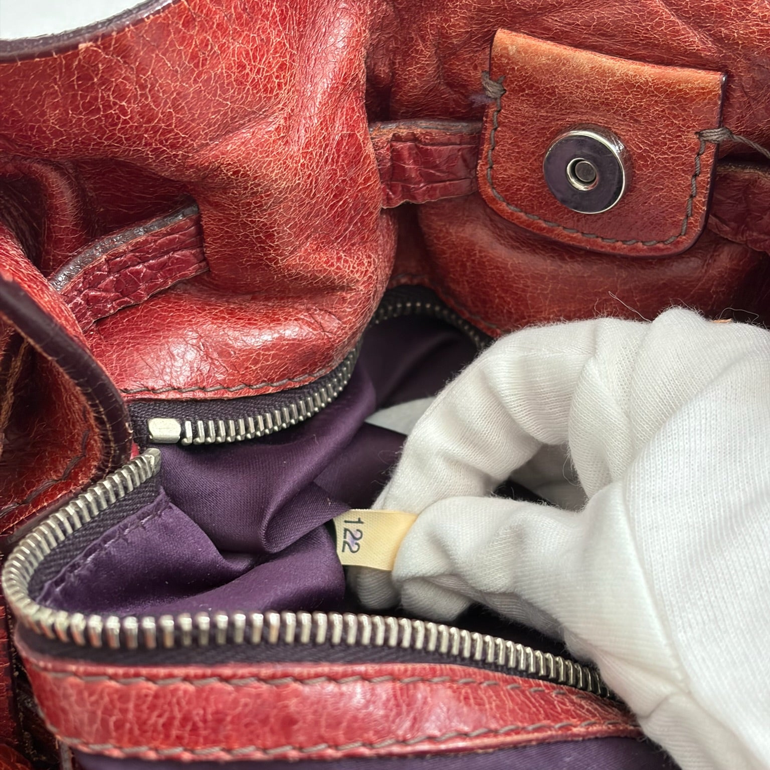 miu miu 2000s burnt red ruched bag