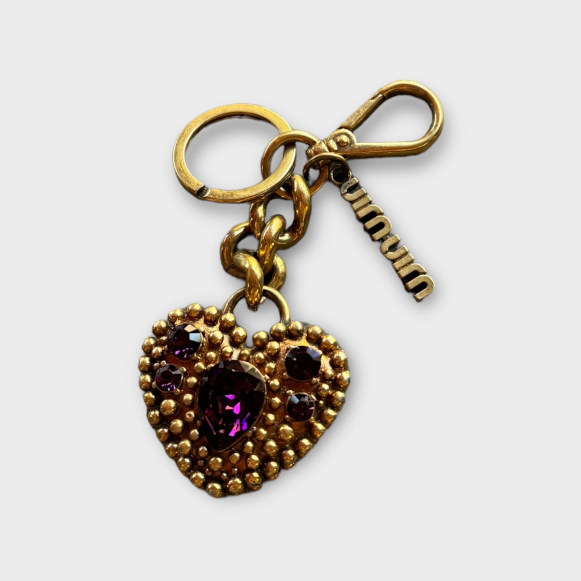 miu miu 2000s gold heart keychain