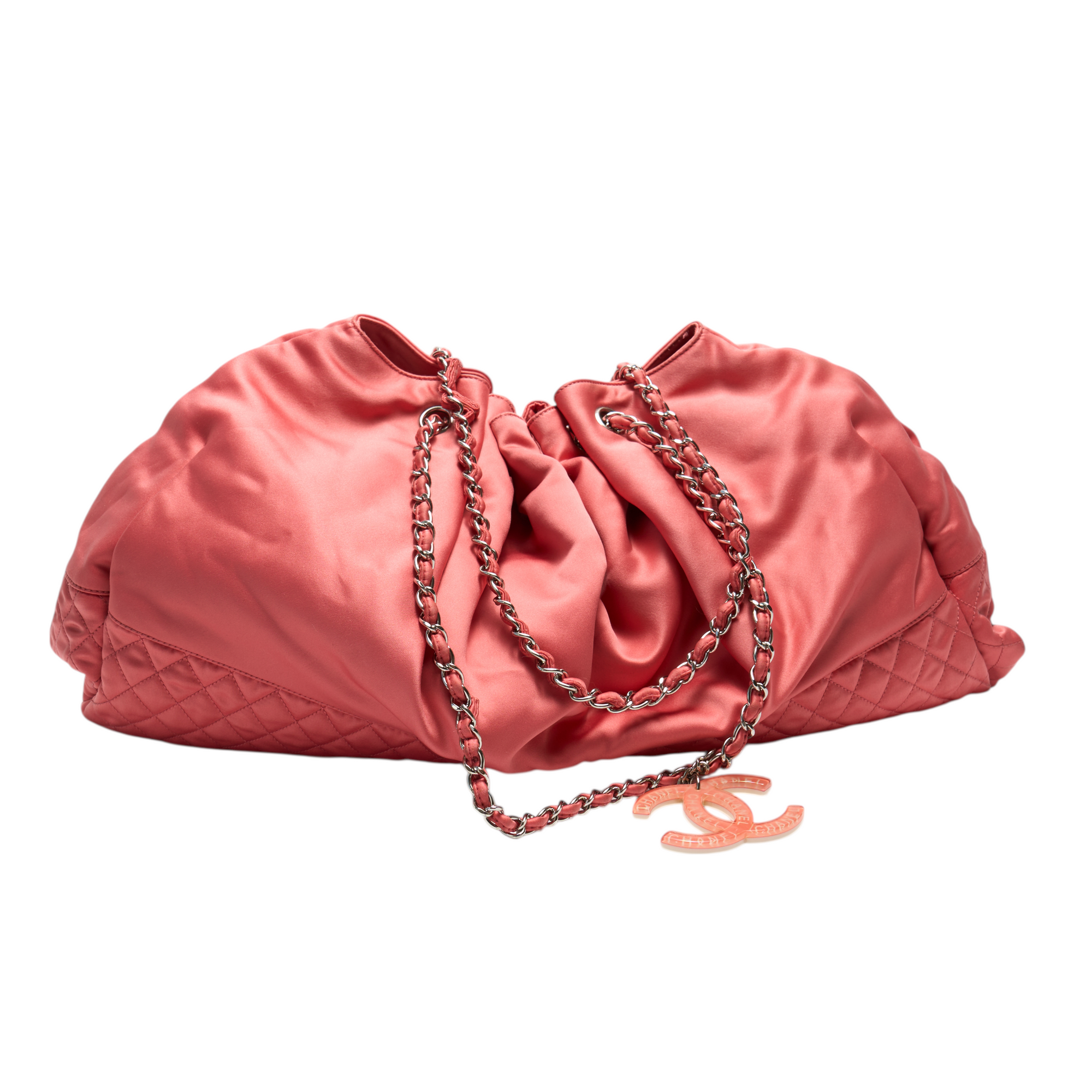chanel 2000s coral pink large slouchy bag
