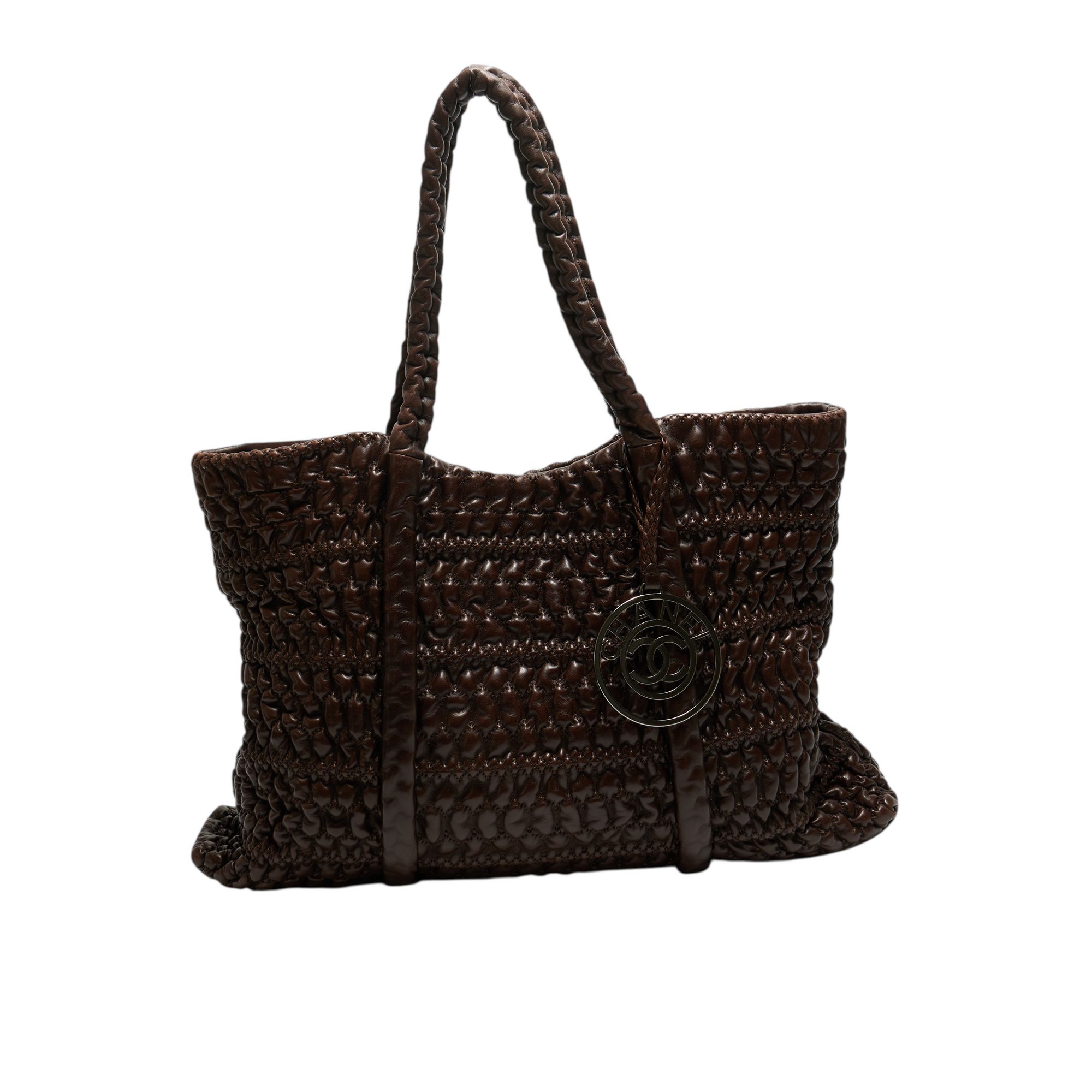 chanel 2000s brown bubble tote bag