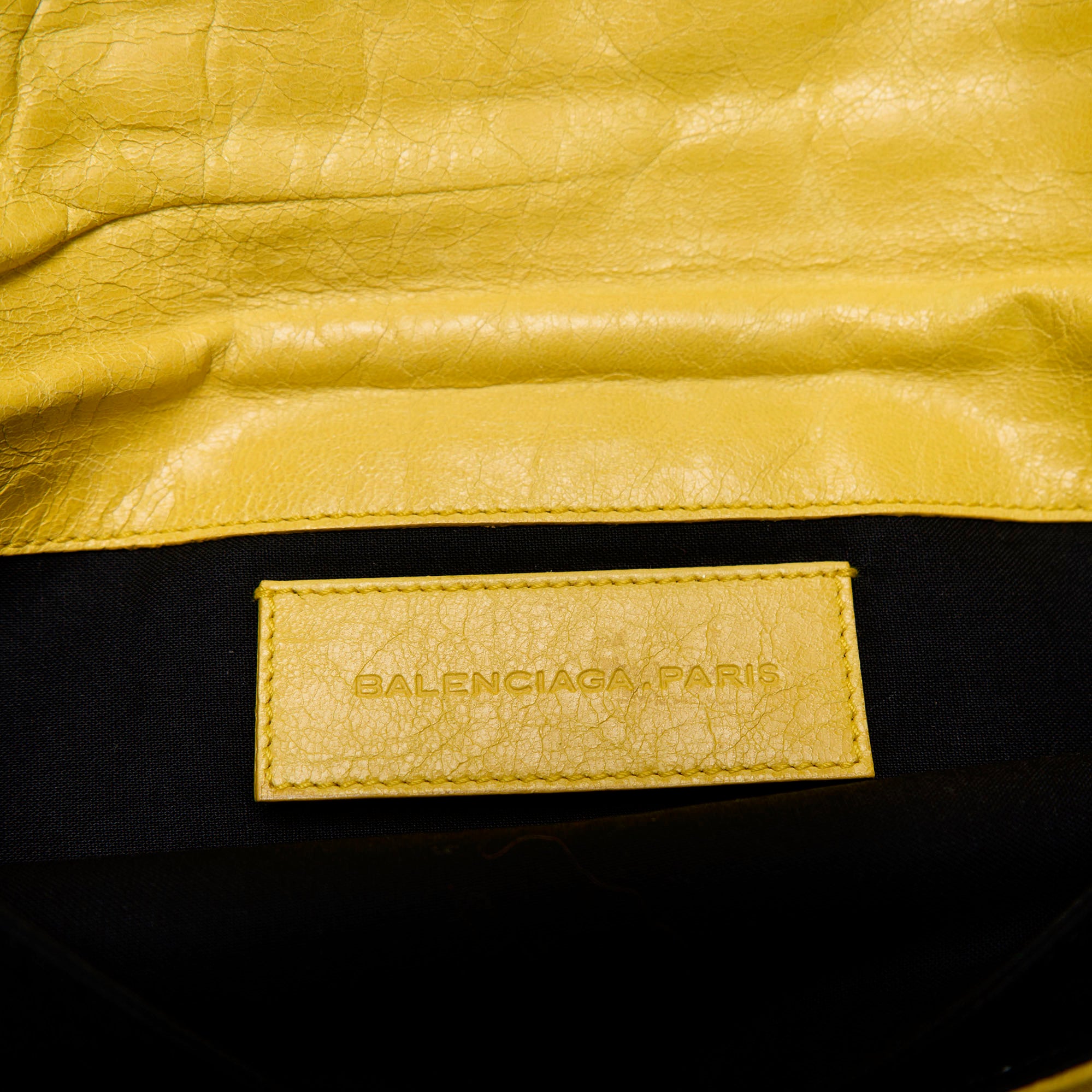 balenciaga 2000s yellow city clutch bag