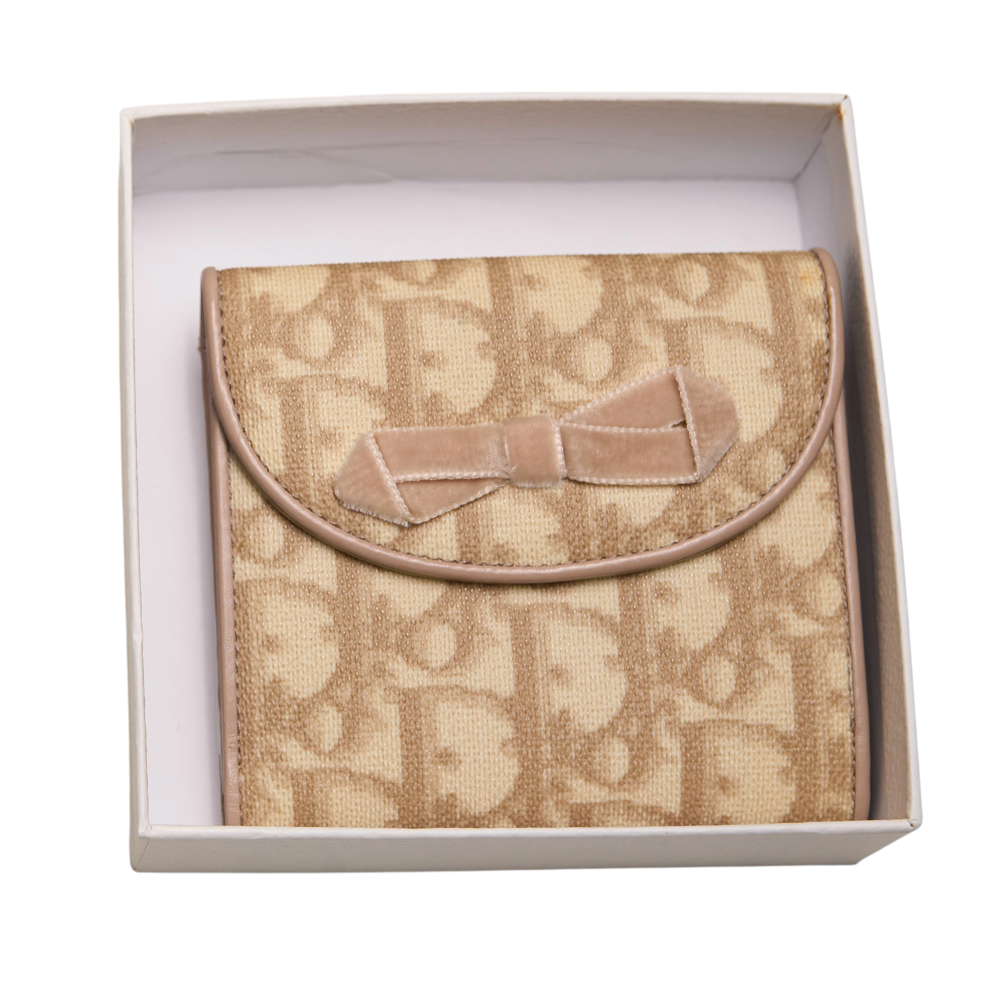 christian dior 2000s tan bow wallet
