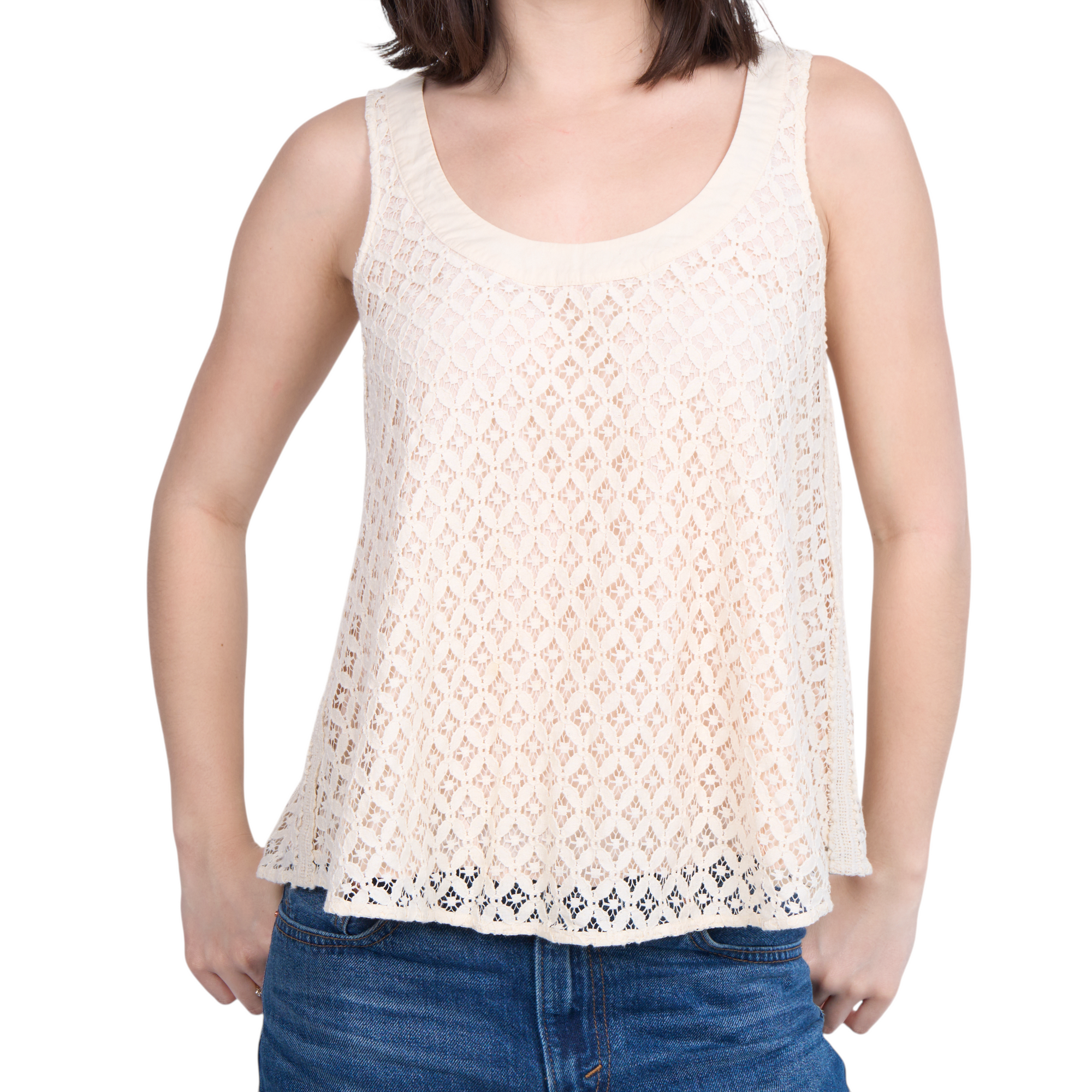 chloé cream lace tank top