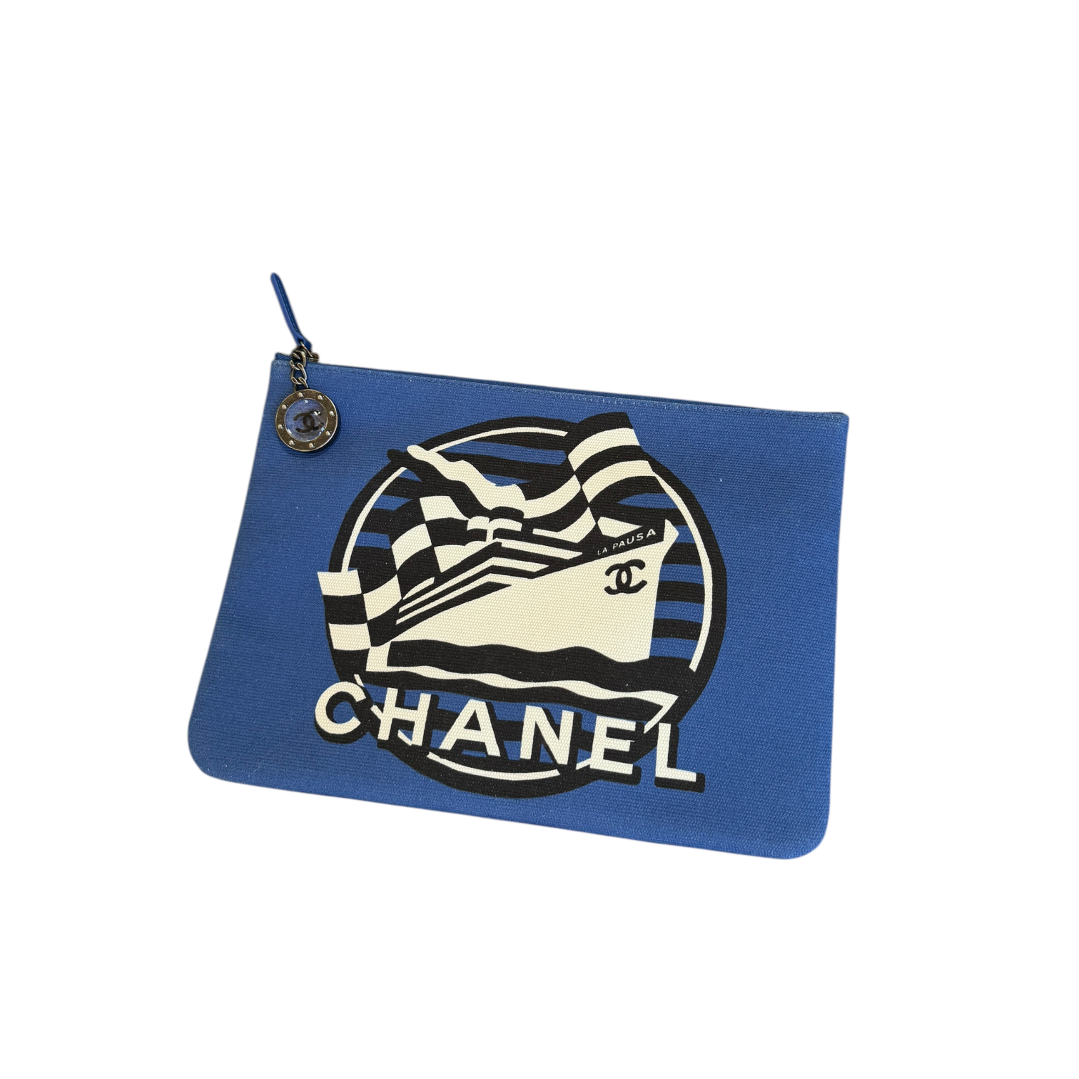 chanel 2010s blue clutch bag