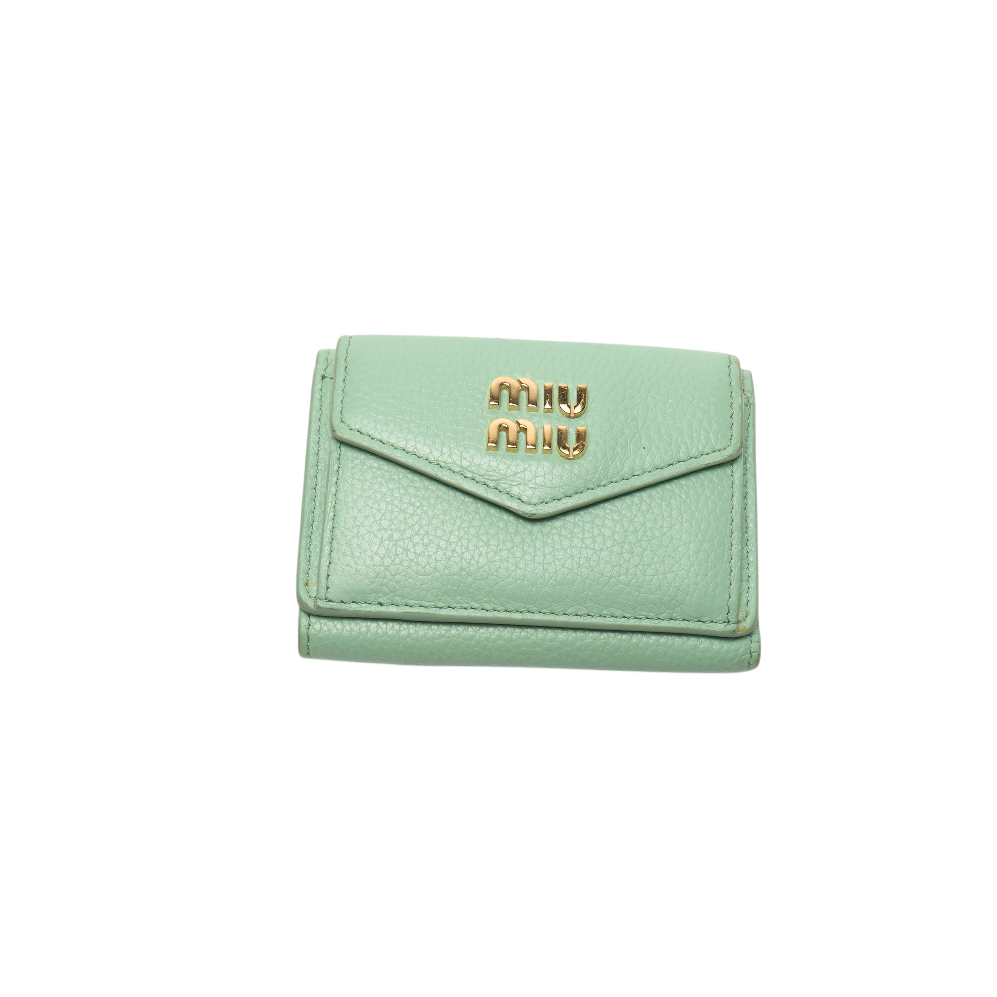 miu miu light green mini wallet