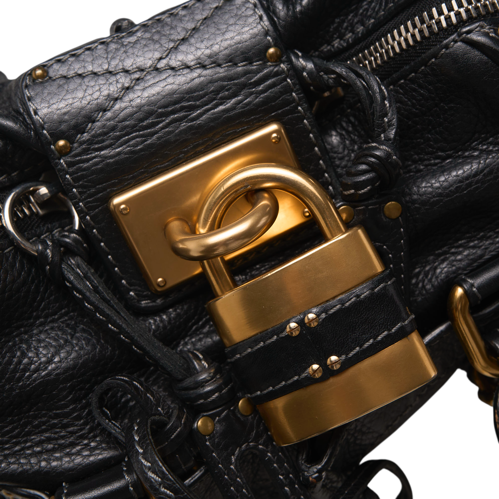 chloé 2000s black small paddington bag