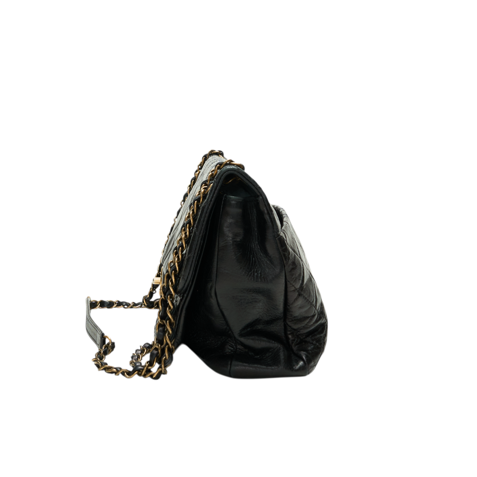 chanel 2010s black python flap bag