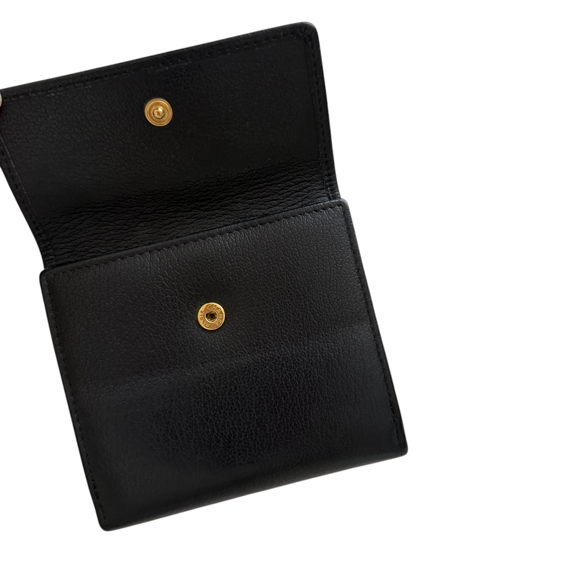 chanel 2000s black wallet