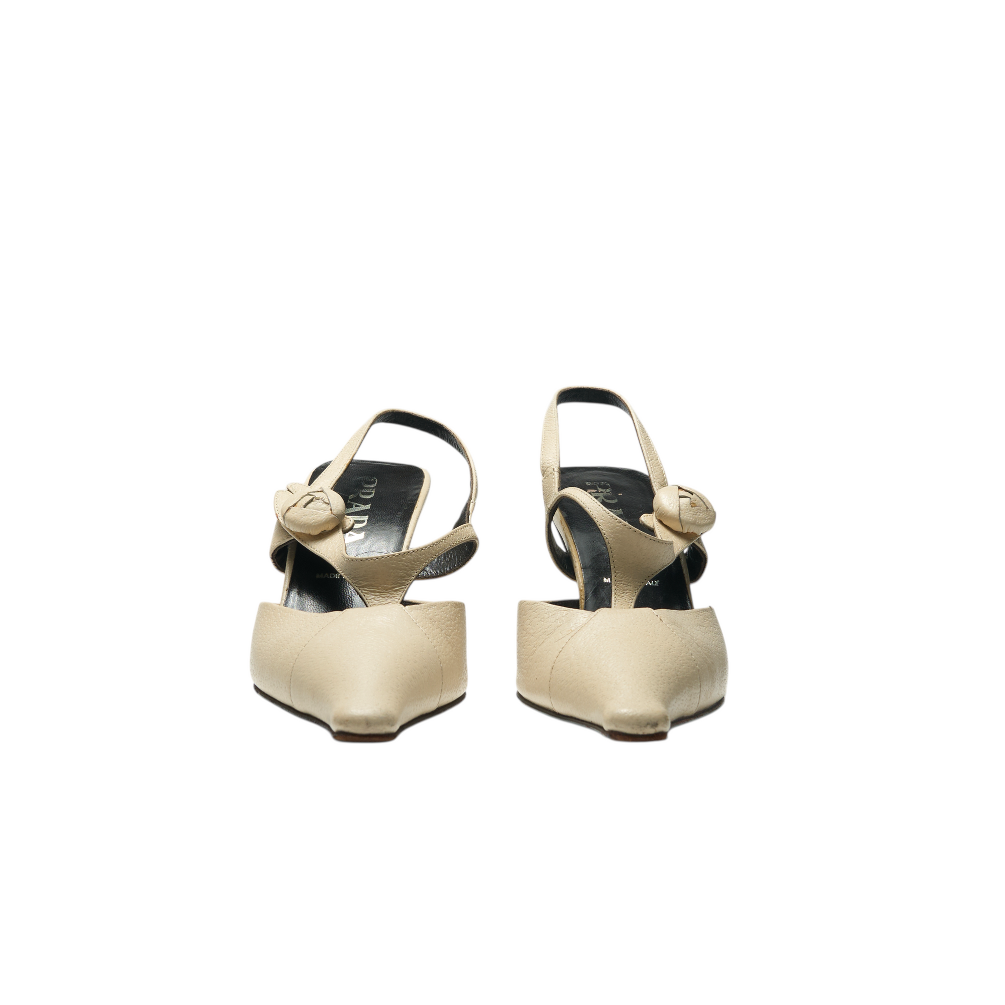 prada 2000s white rose heels