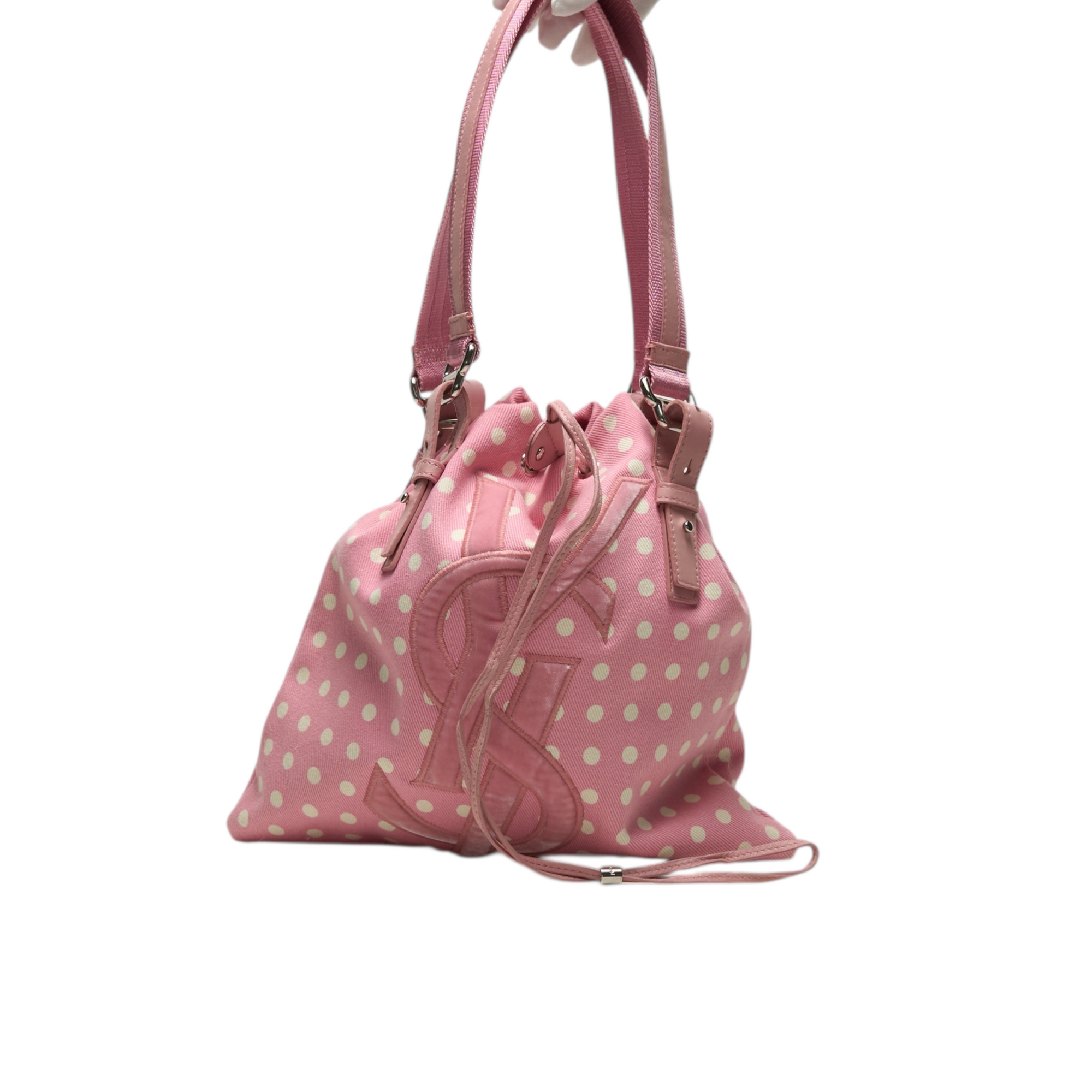 yves saint laurent 2000s pink polka dot bag