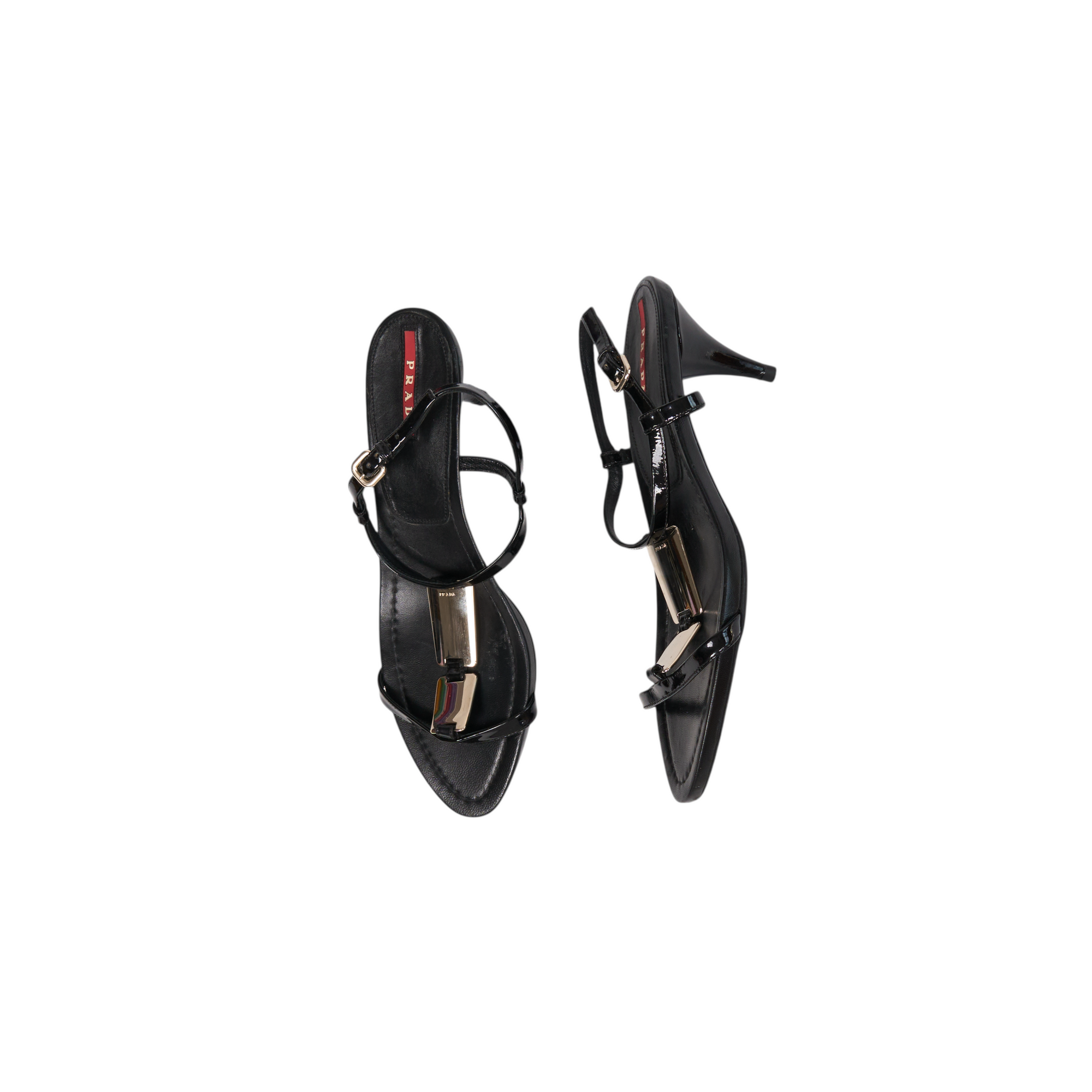 prada sport 2000s black sandal kitten heels