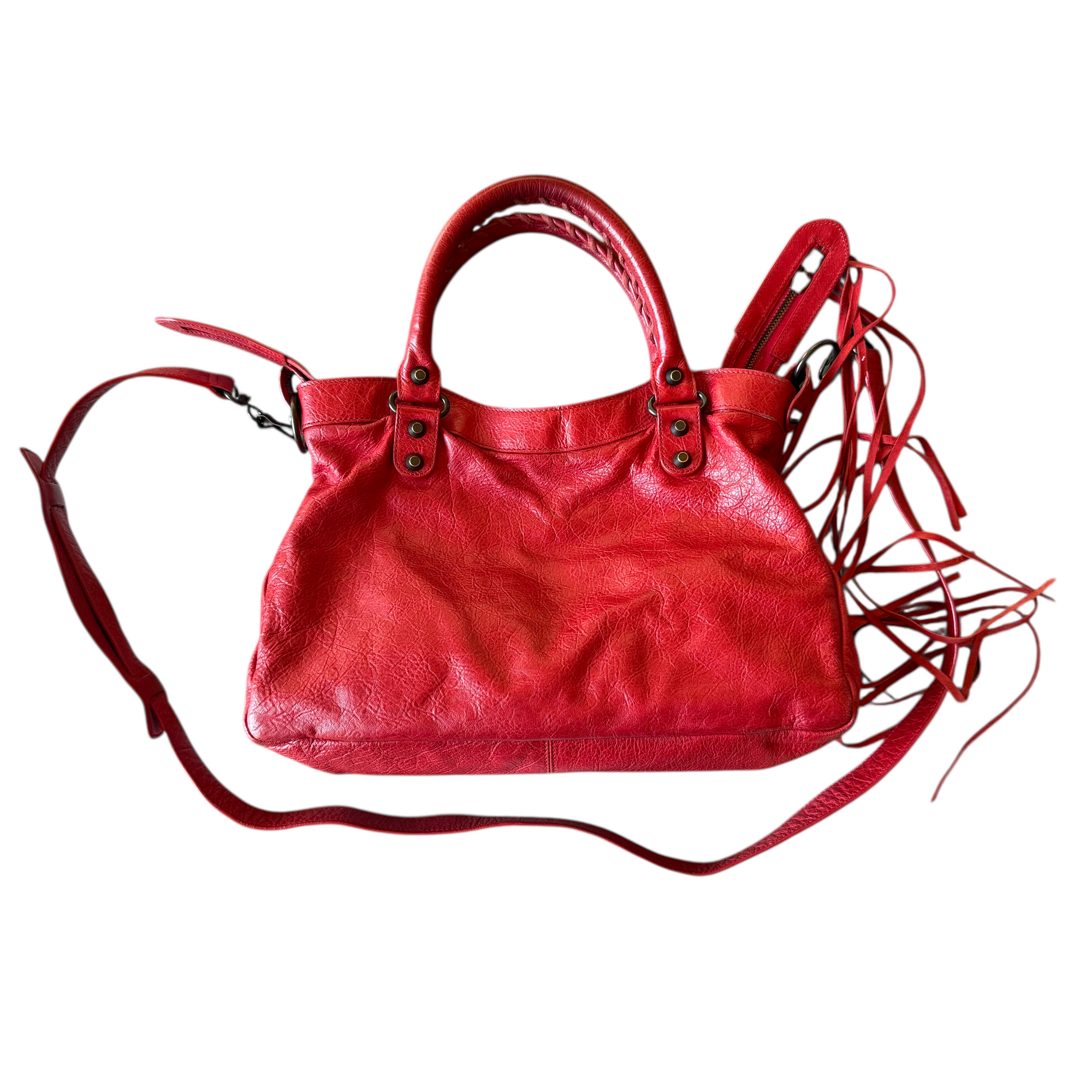 balenciaga red city bag
