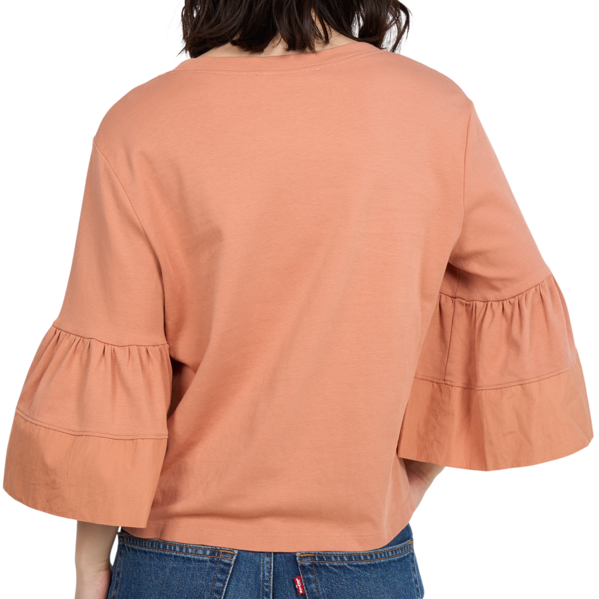 chloé light burnt orange ruffle top