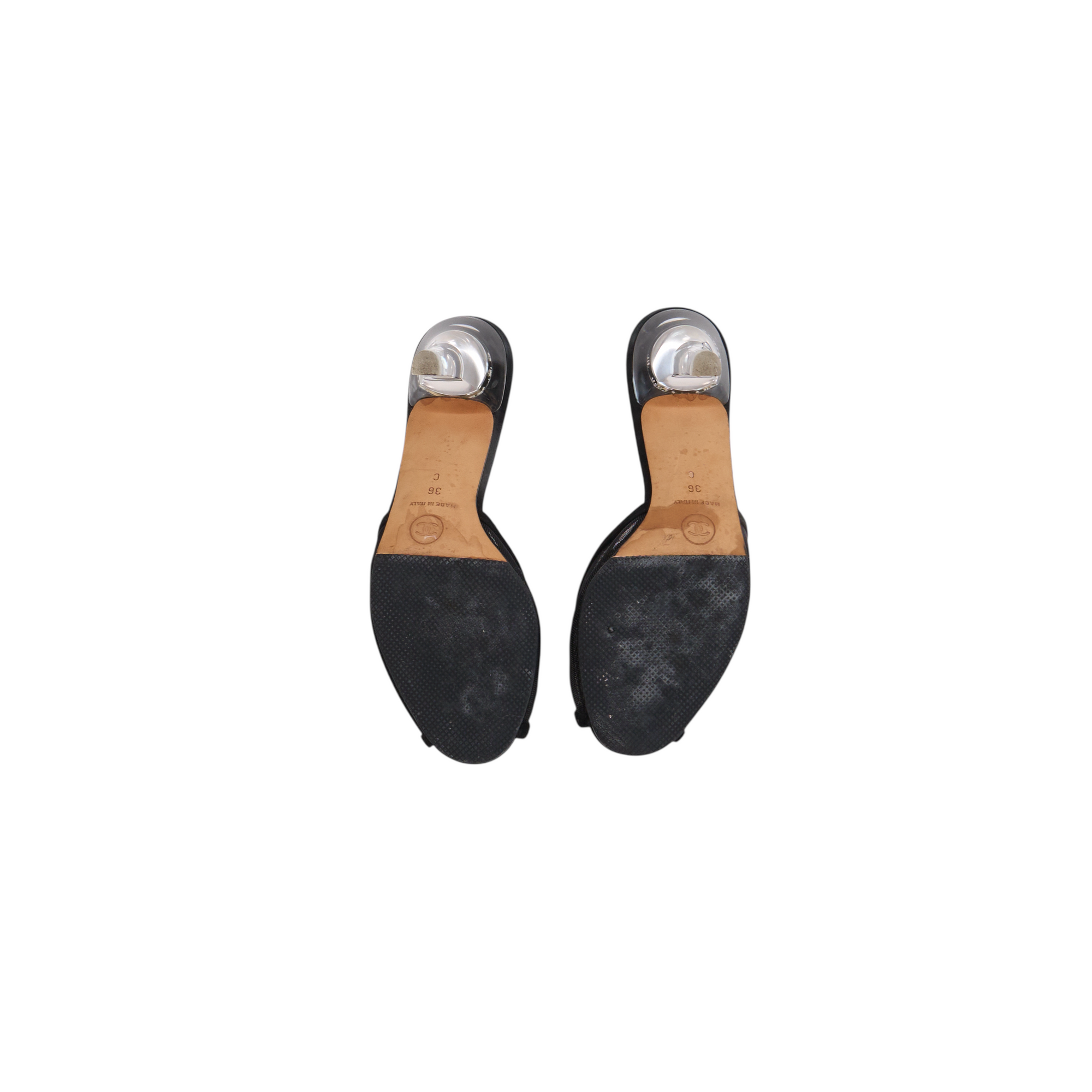 chanel 2000s black sheer heels