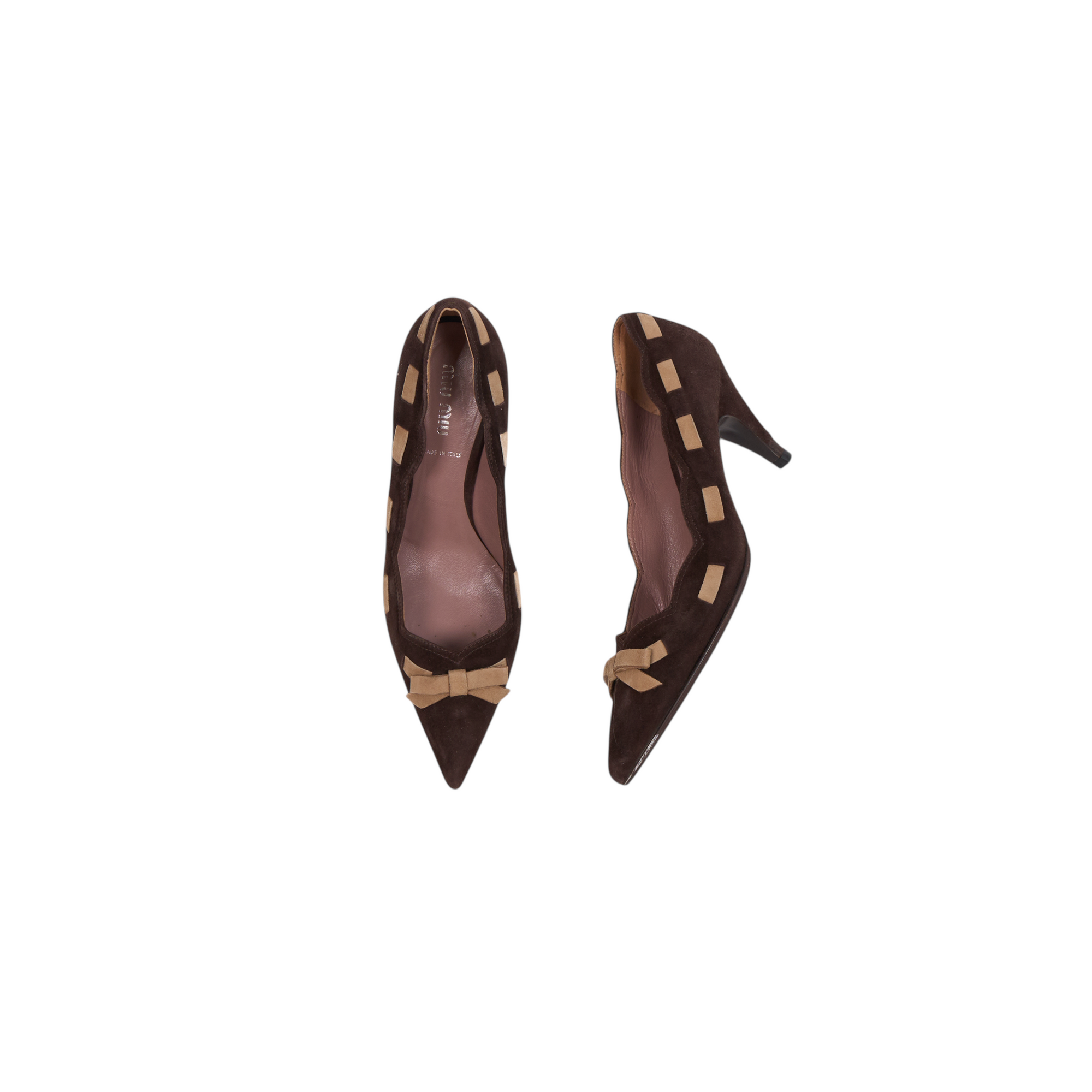 miu miu 2000s brown bow heels
