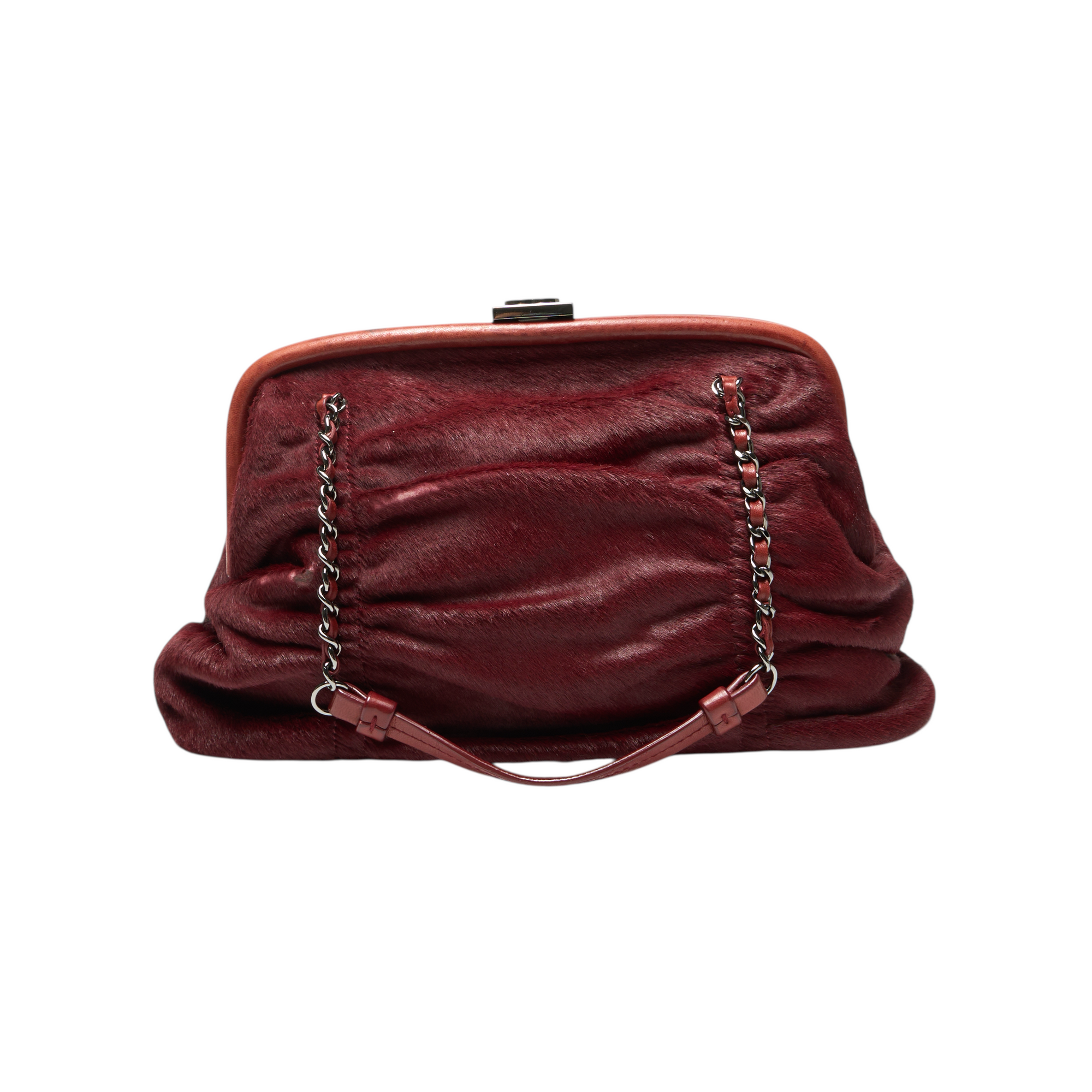 chanel 2000s burgundy red shoulder bag