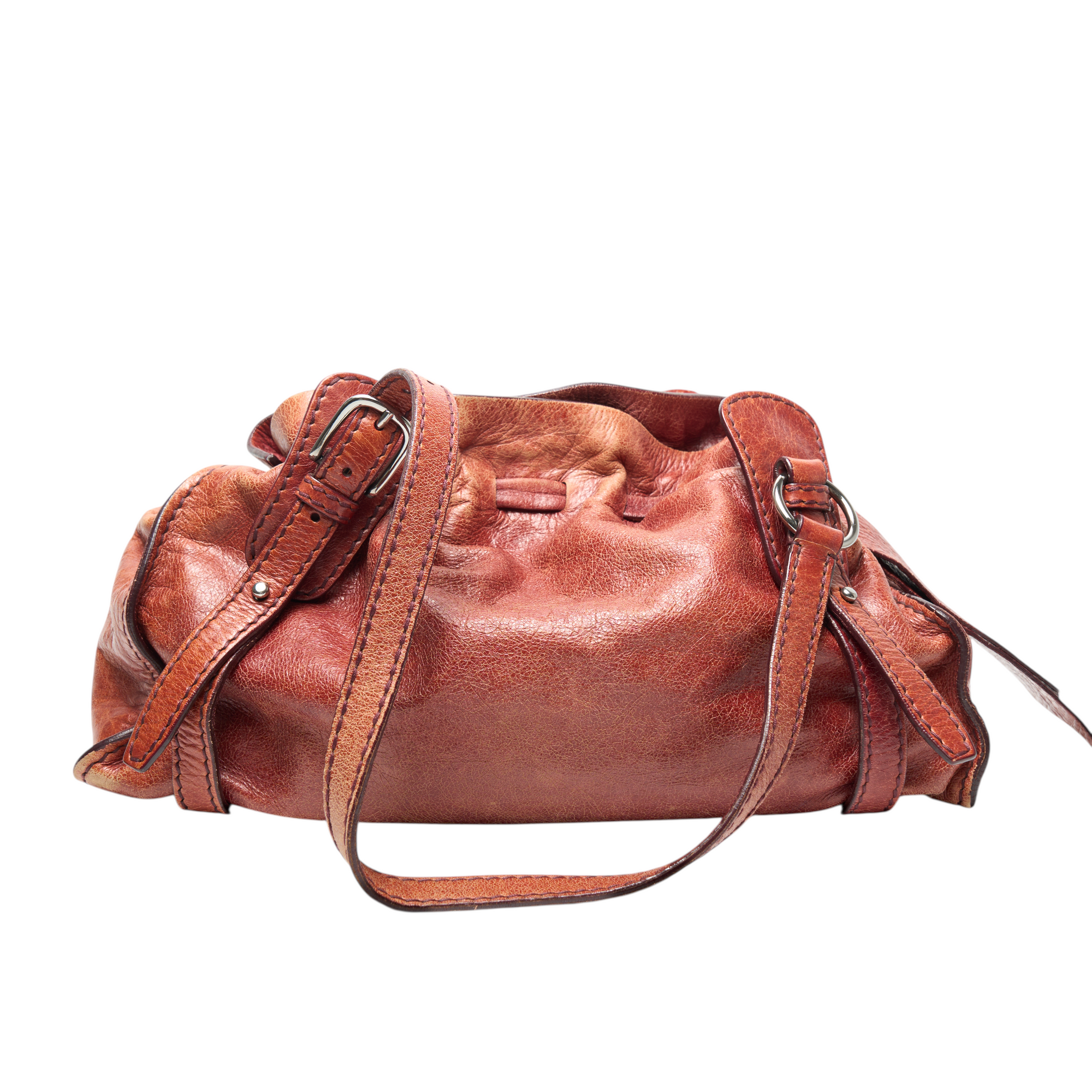 miu miu 2000s burnt red ruched bag
