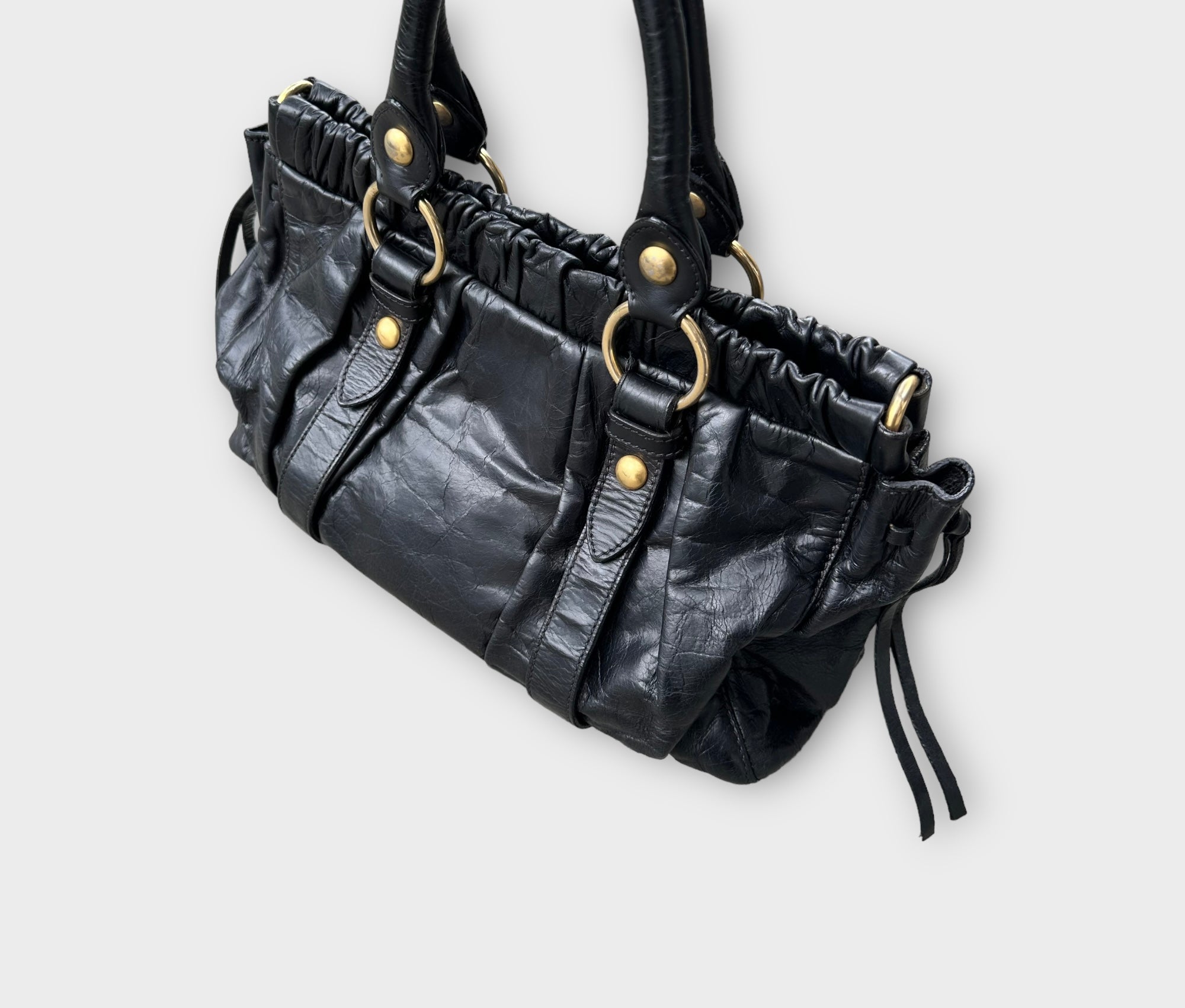 miu miu black vitello shoulder bag