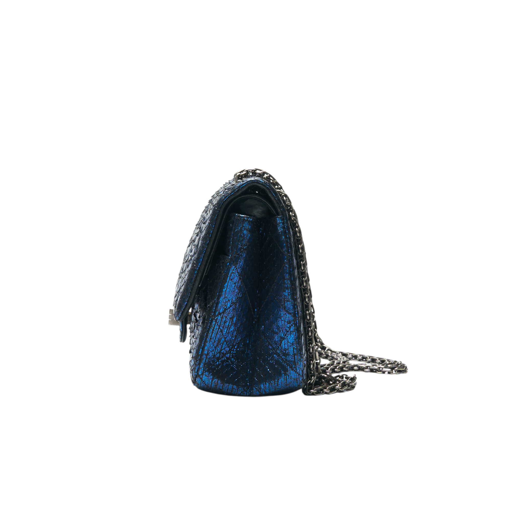 chanel 2010s blue python flap bag
