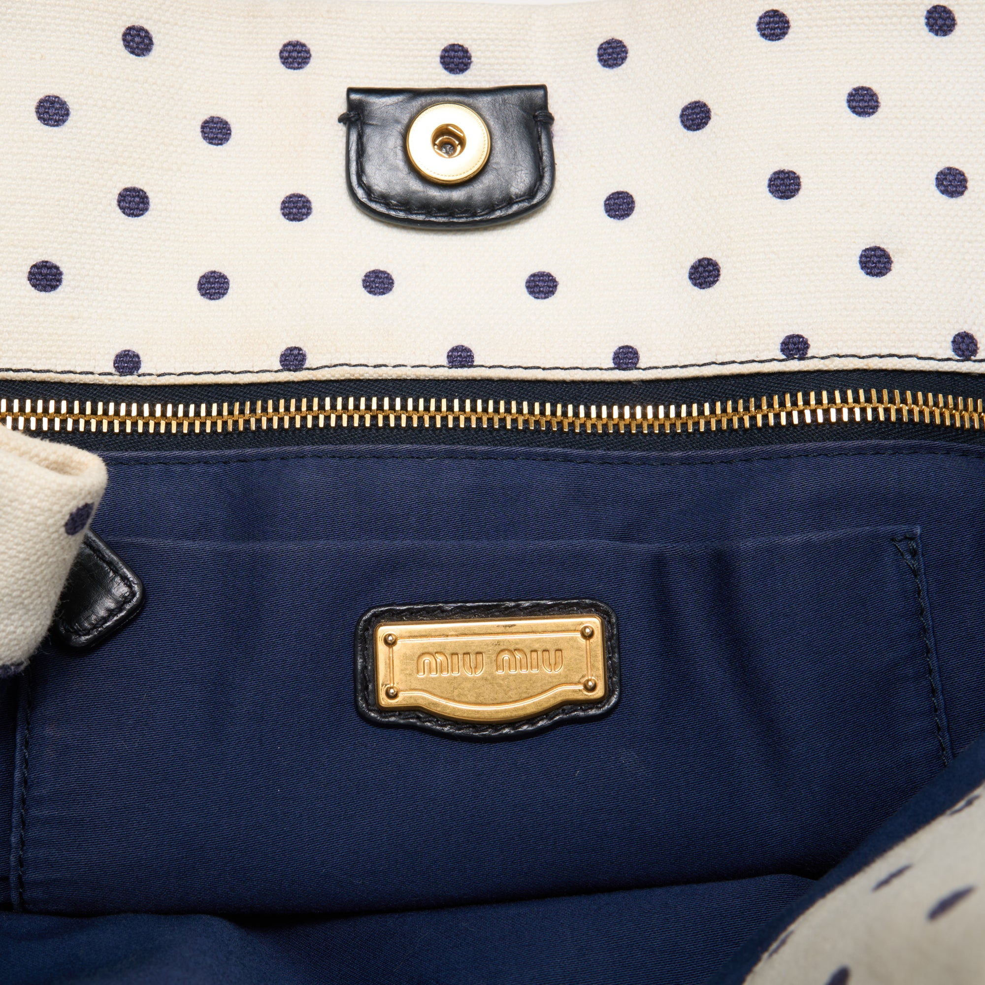 miu miu white polka dot bag