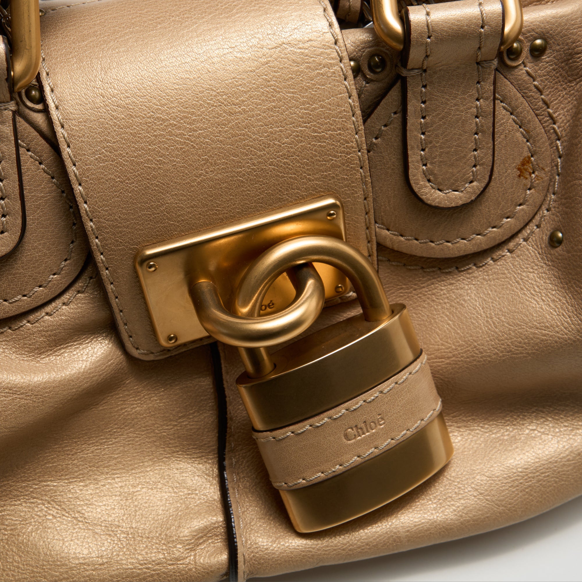 chloé 2000s gold small paddington bag